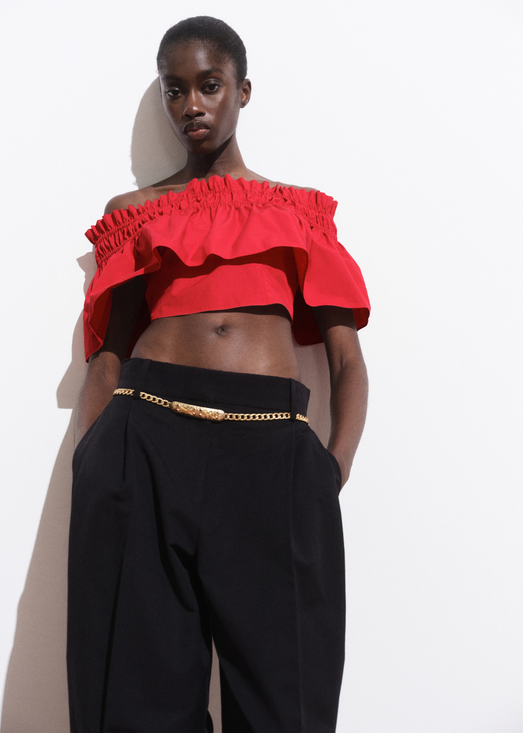 Strapless top with ruffle - Medium plane