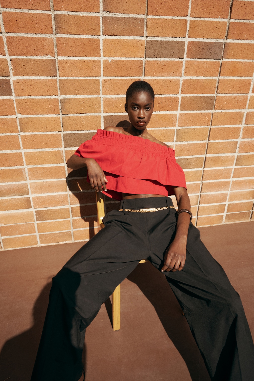 Strapless top with ruffle