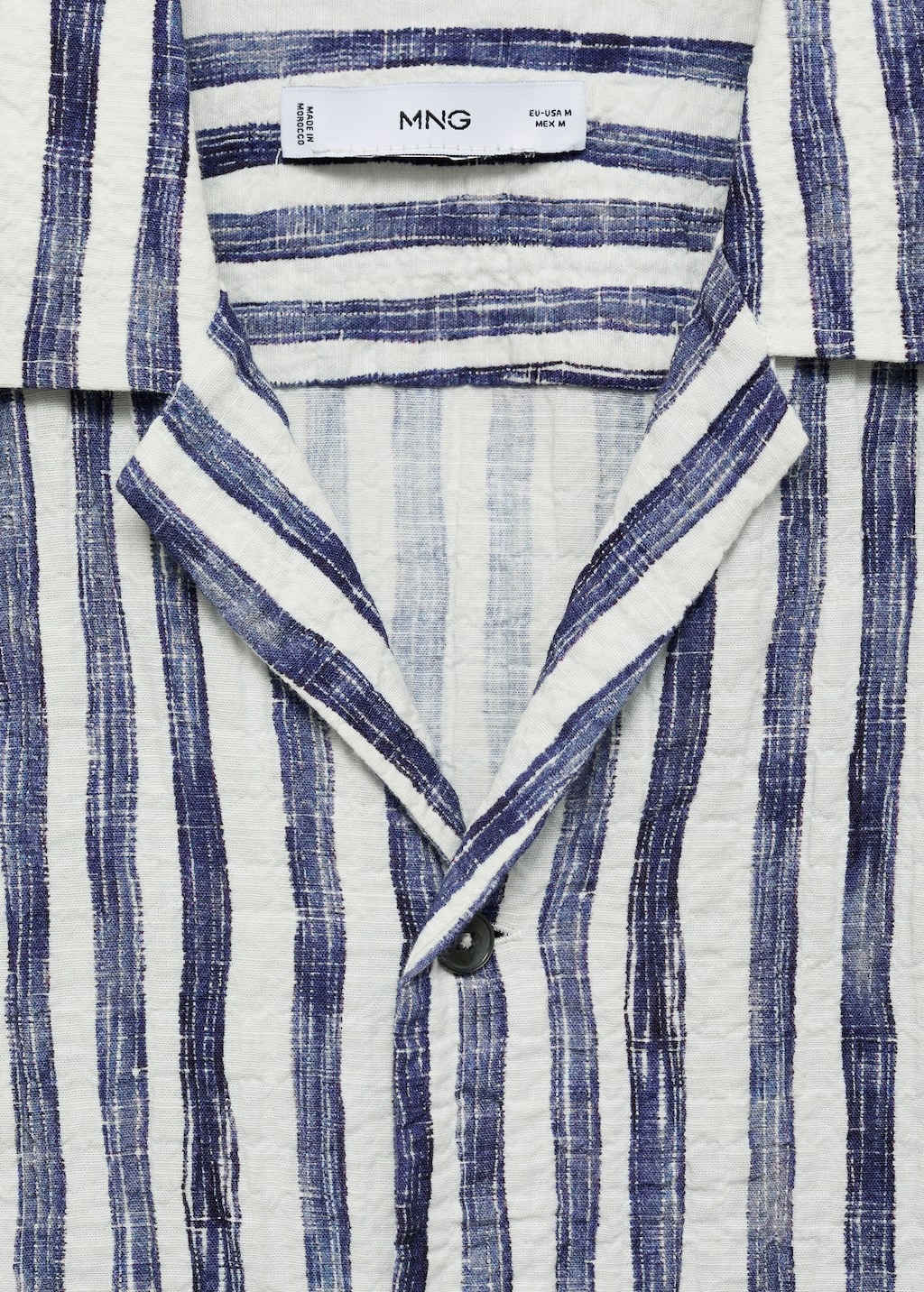 Short-sleeved striped cotton shirt