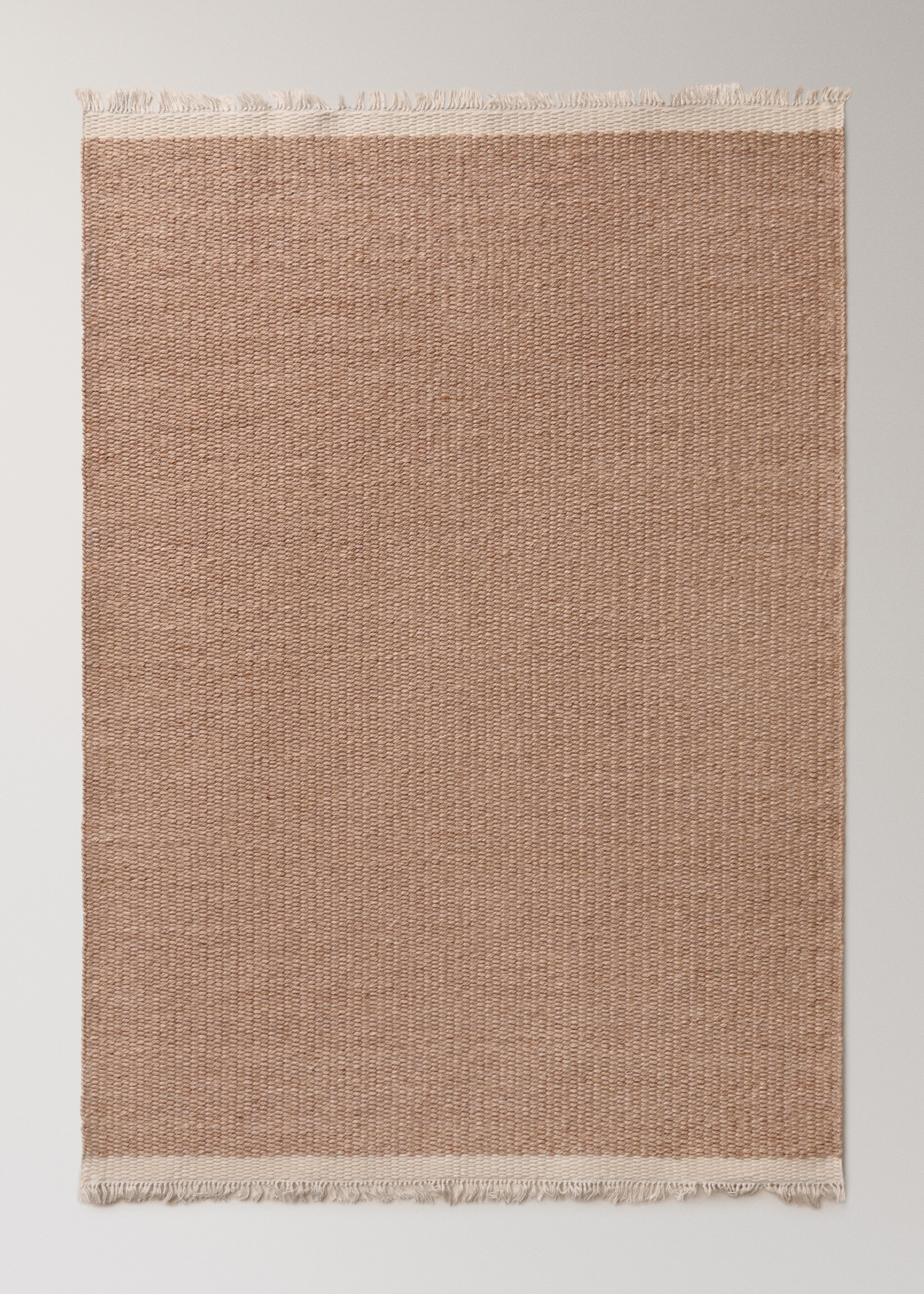 Textured rug with fringes - Article without model, Sand. Ref: 17091283-00.