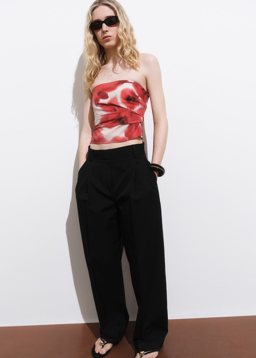 Floral-print bandeau top