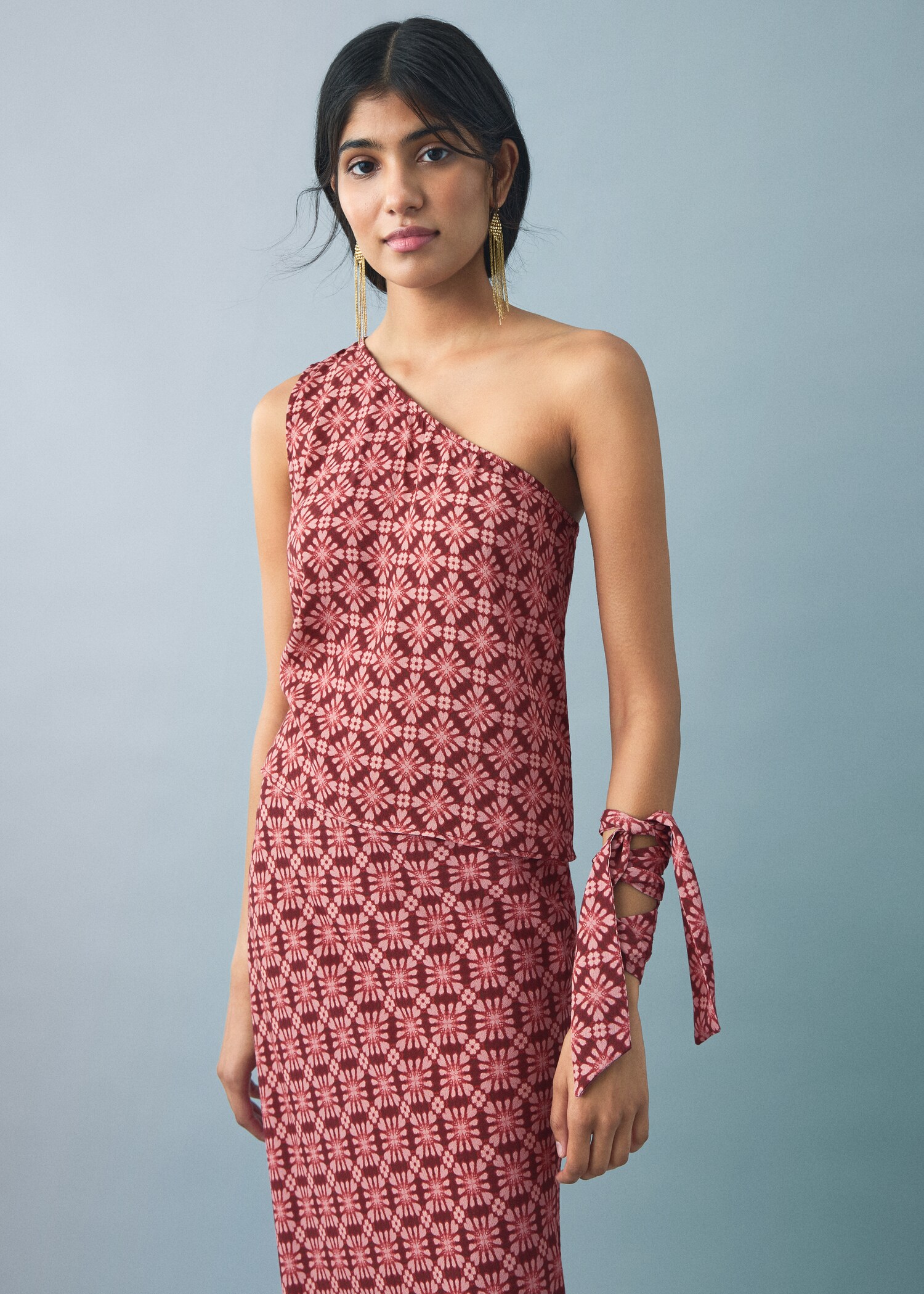 Blusa asimétrica lazo cuello - Detalle del artículo 1