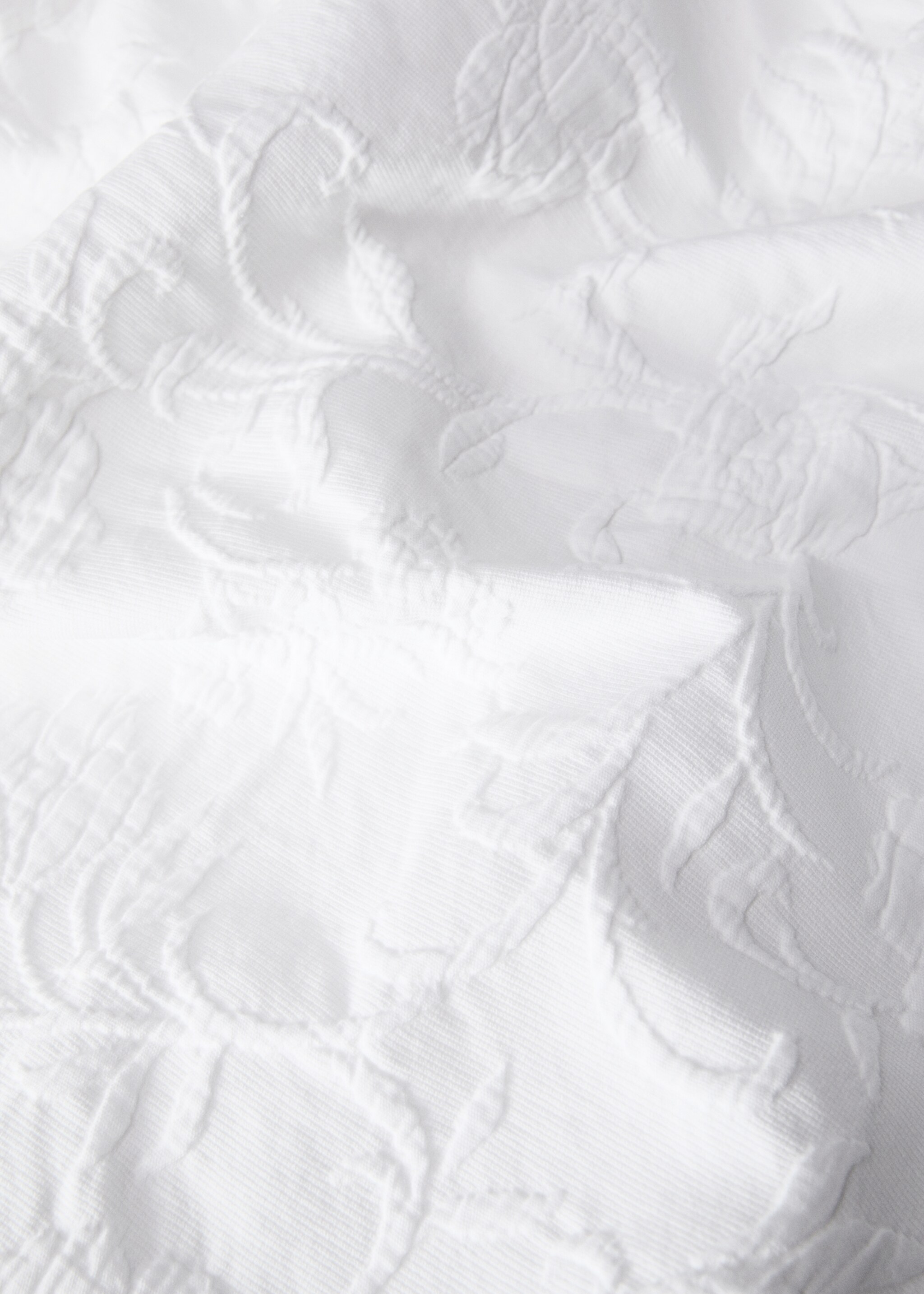 Tagesdecke aus Baumwolljacquard mit Blumenmuster und Volant, Bett 130/150 cm - Detail des Artikels 1, Weiß. Ref: 17091293-00.