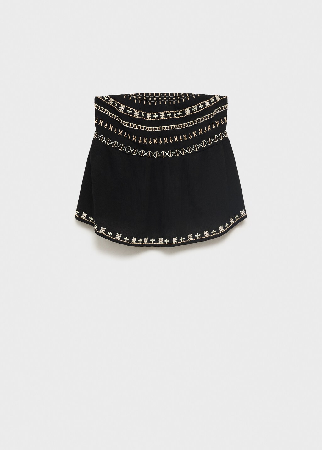 Embroidered strapless top