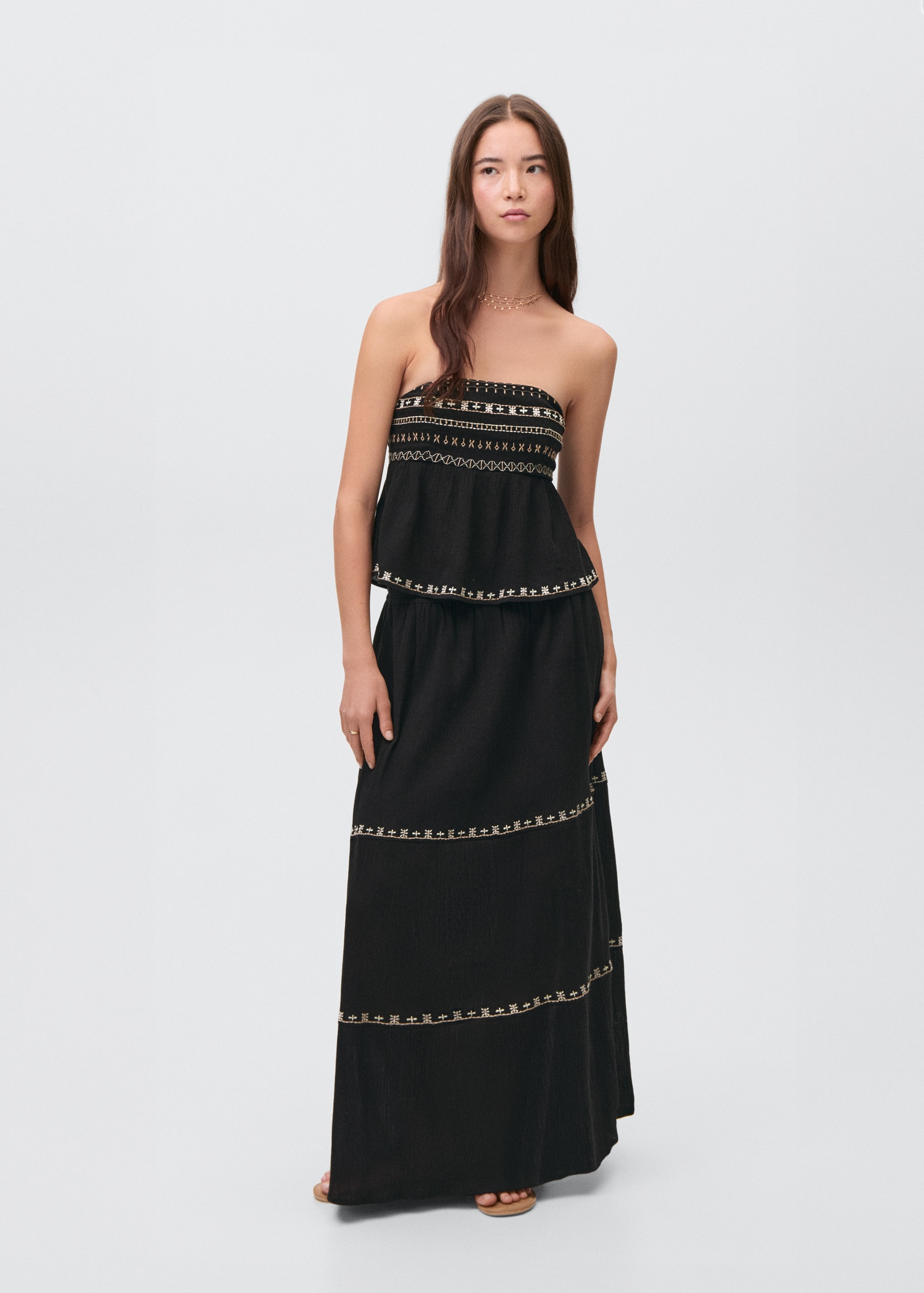Embroidered strapless top - Details of the article 2