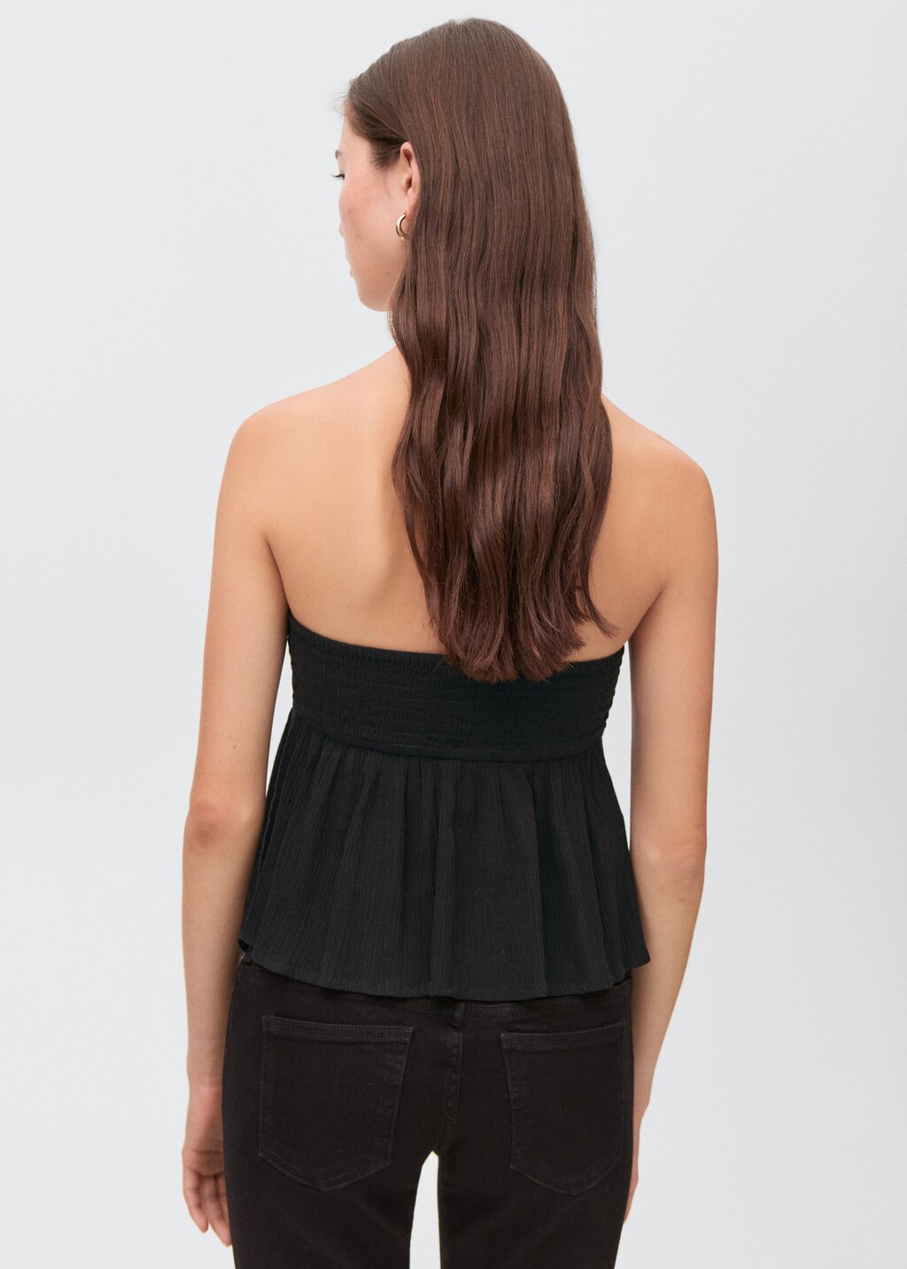 Embroidered strapless top