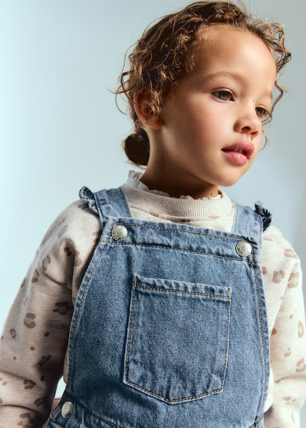 Frills denim dungarees