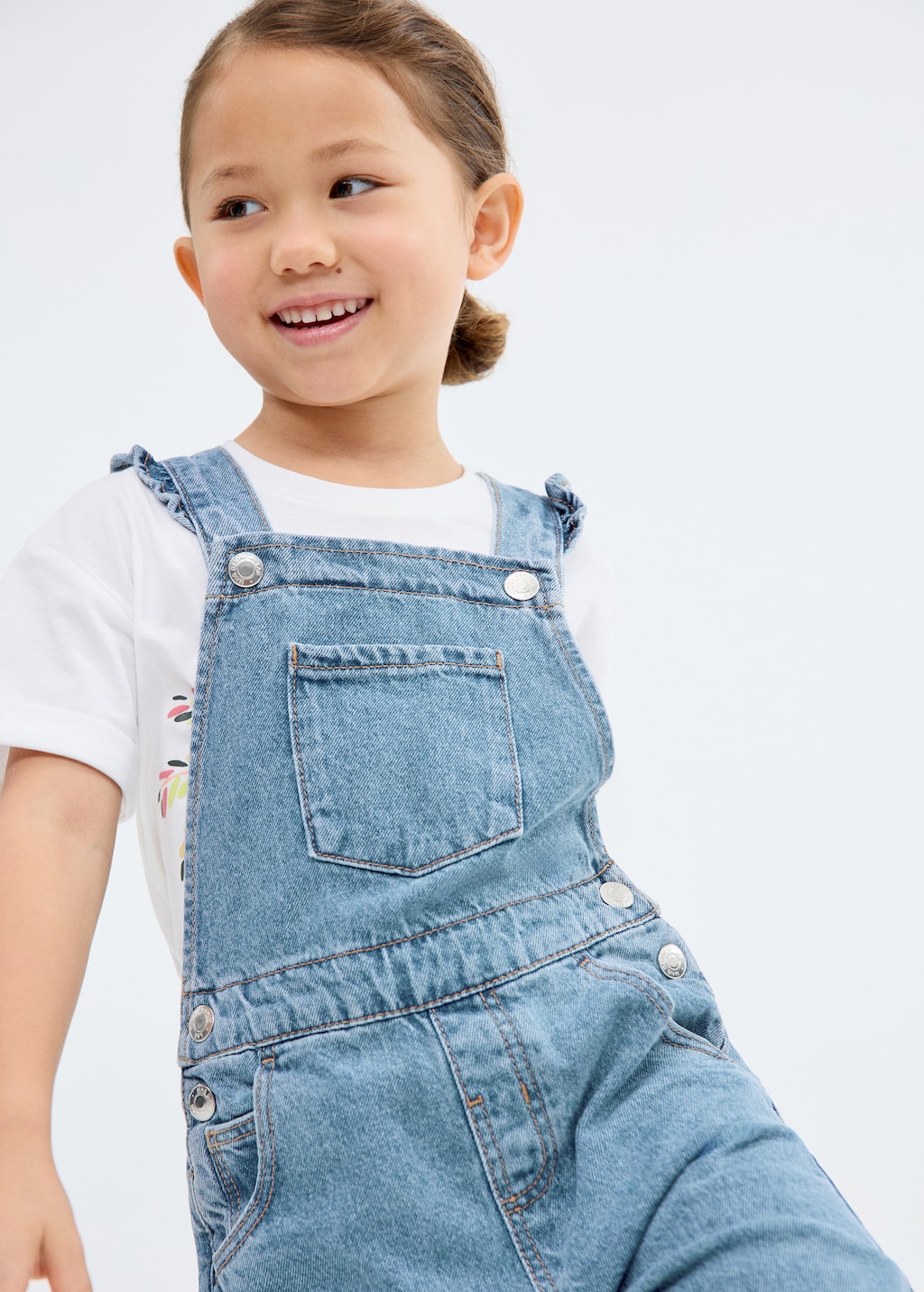 Frills denim dungarees