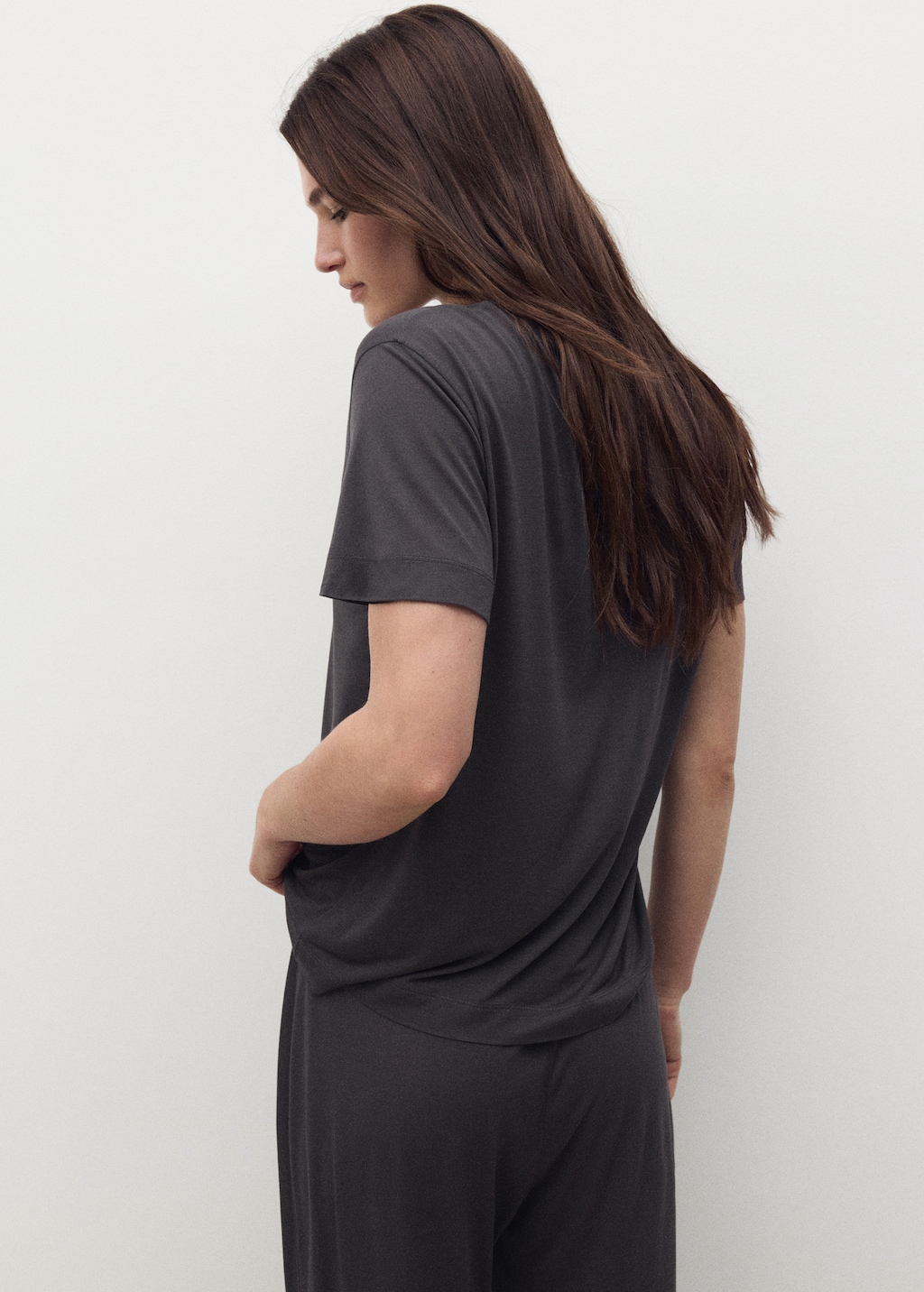 Short-sleeved micro-modal pajama top