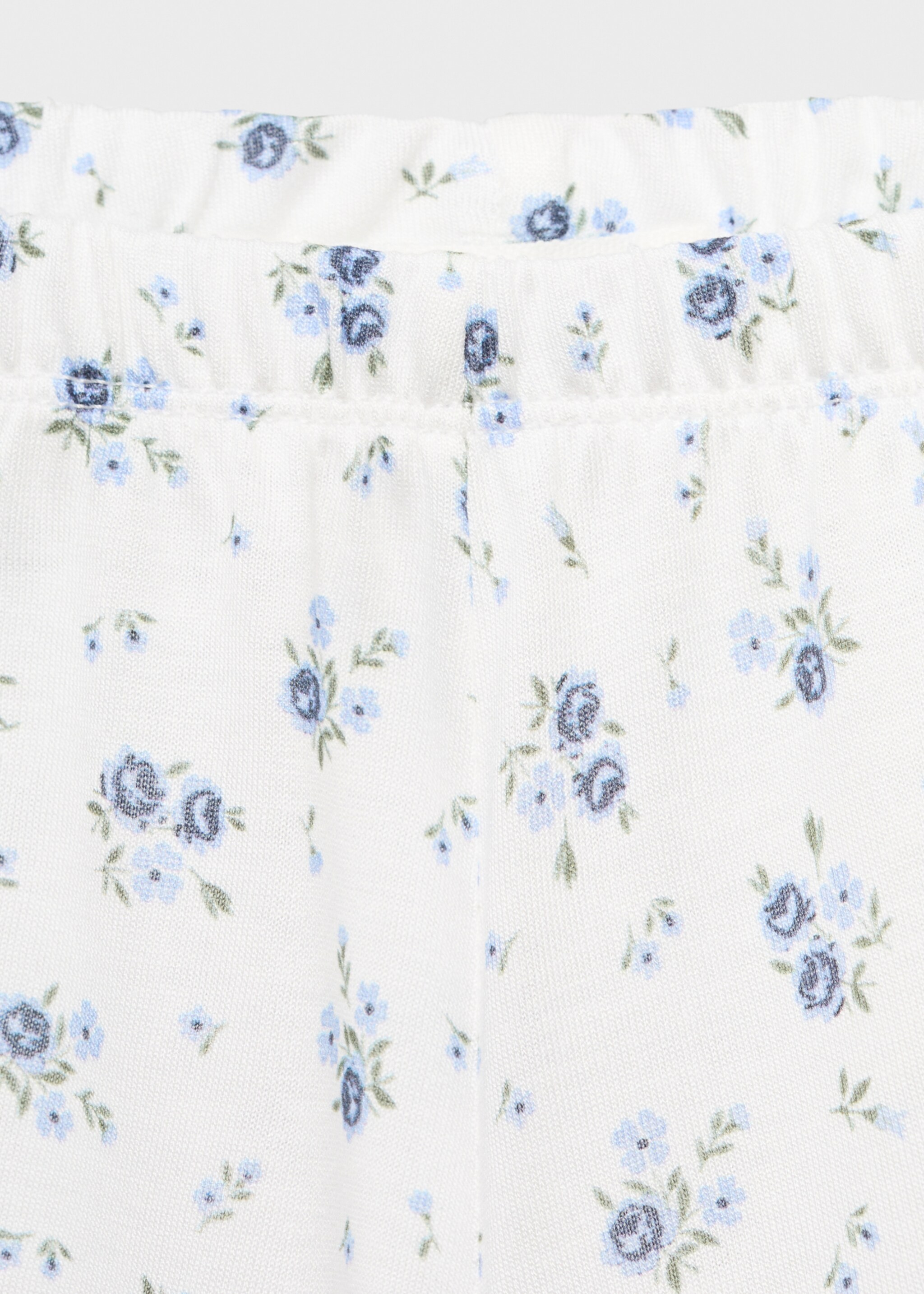 Floral-print pyjama shorts with lace trim - Details of the article 0, White. Ref: 17091523-00.