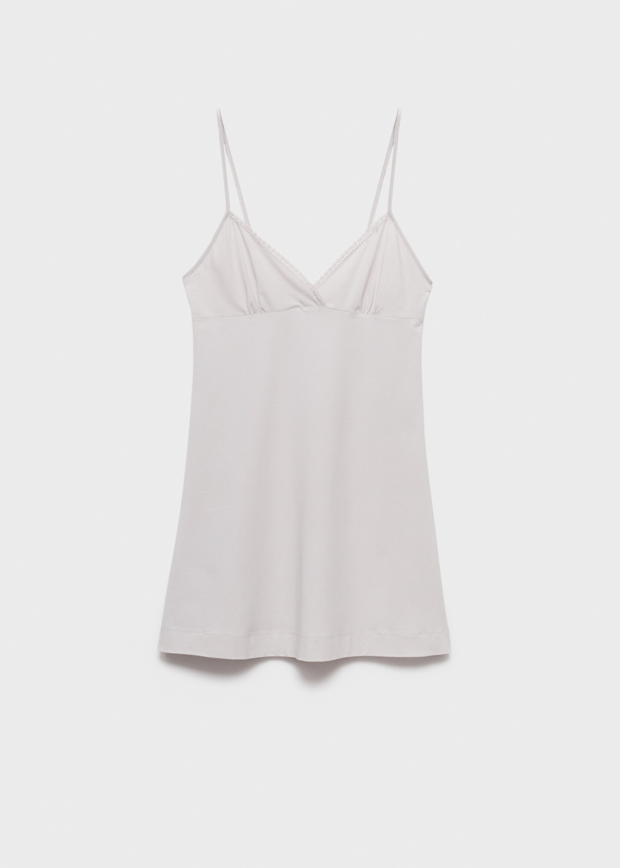 Fluid cotton nightdress with lace detailing - Article without model, Light/Pastel Grey. Ref: 17091538-00.