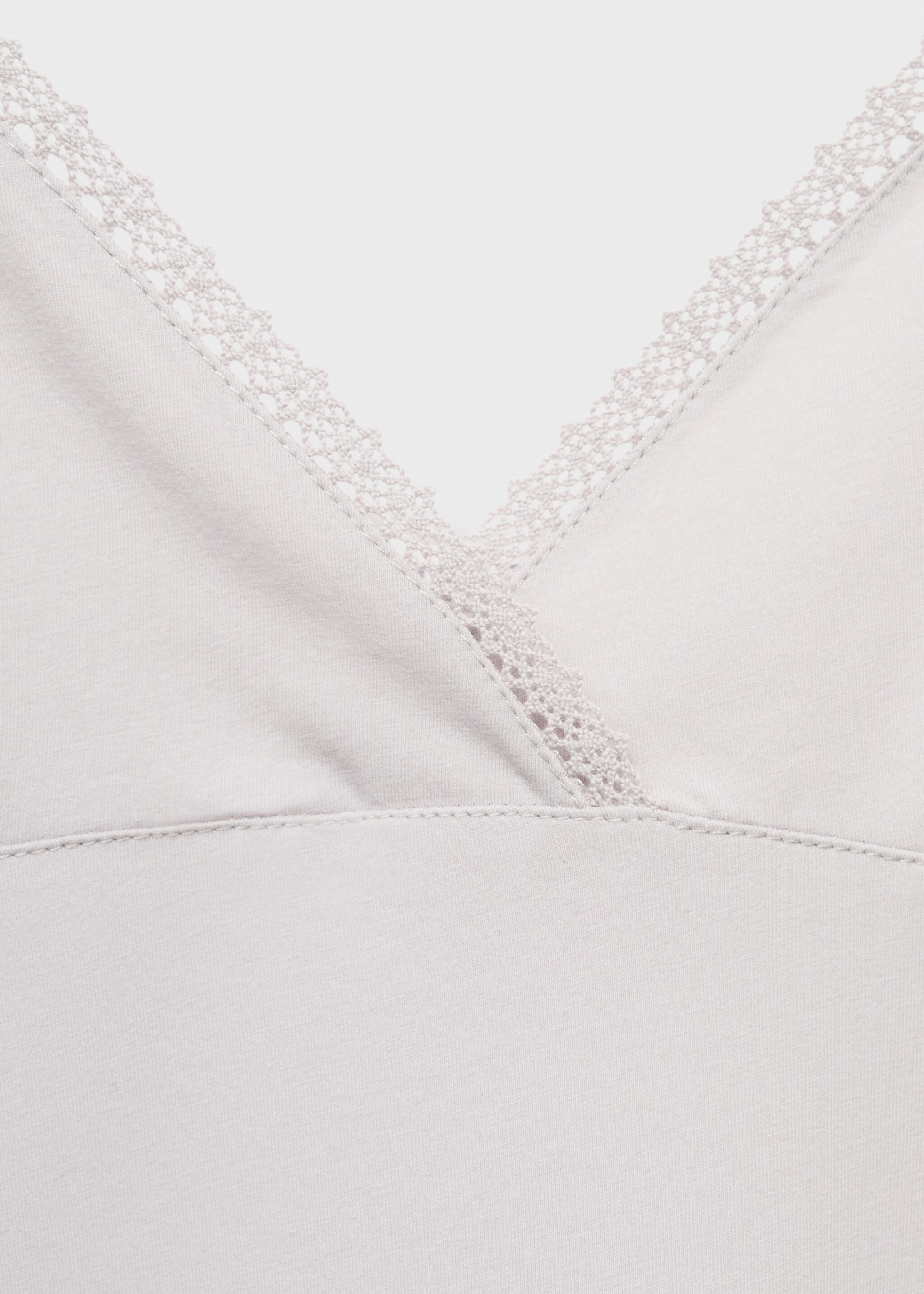 Fluid cotton nightdress with lace detailing - Details of the article 8, Light/Pastel Grey. Ref: 17091538-00.