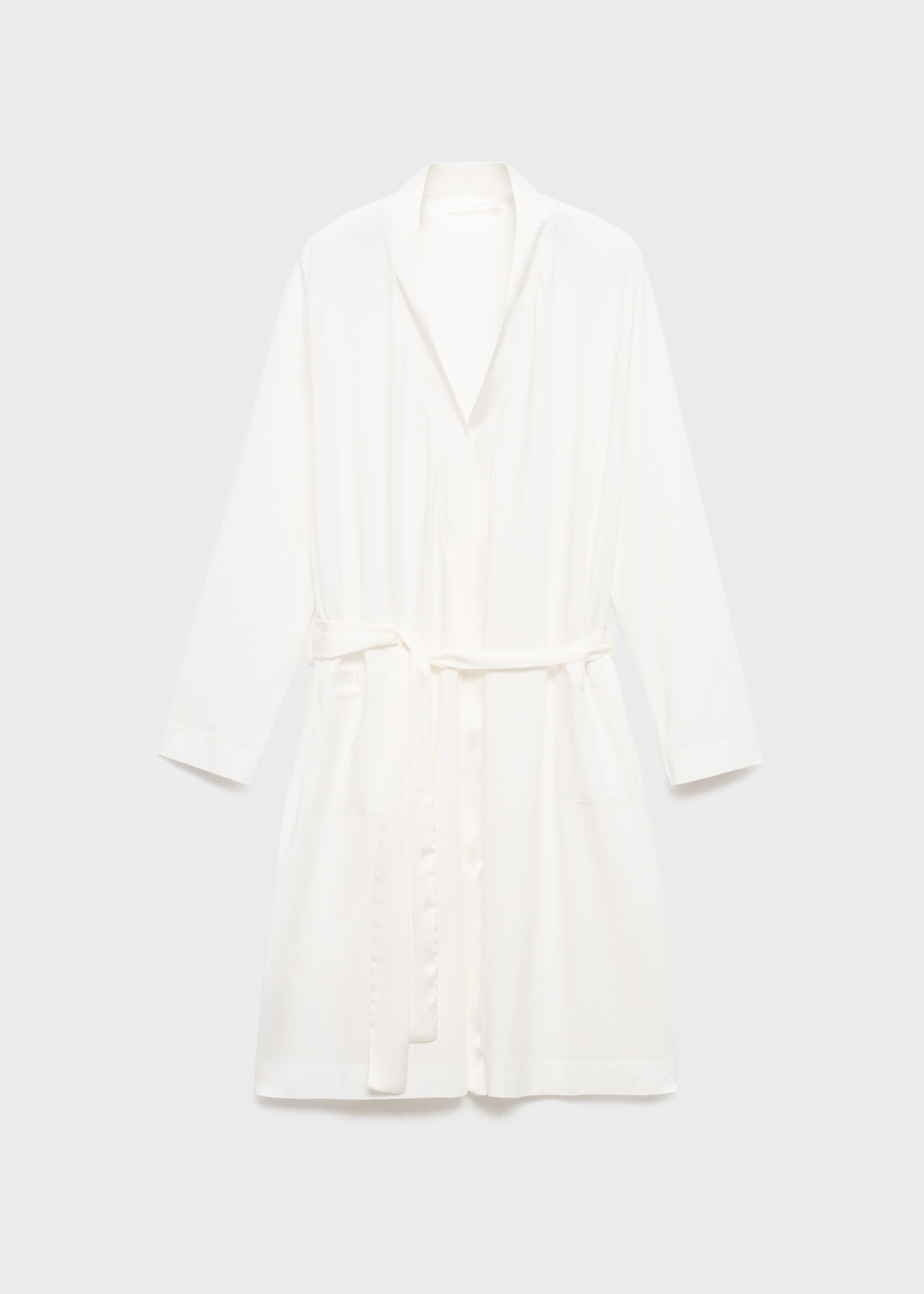 Cotton dressing gown with satin trim - Article without model, White. Ref: 17091539-00.