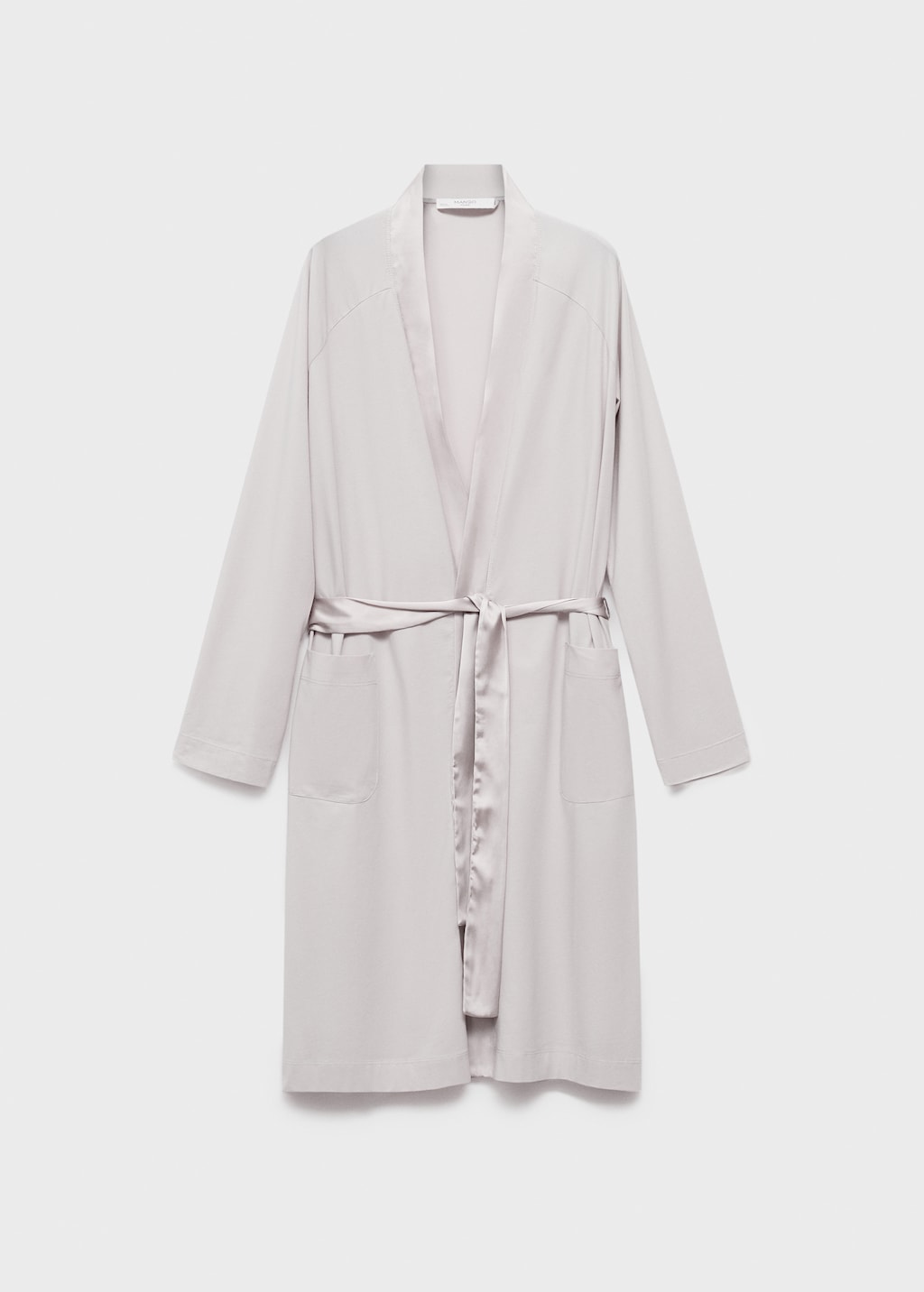 Cotton dressing gown with satin trim