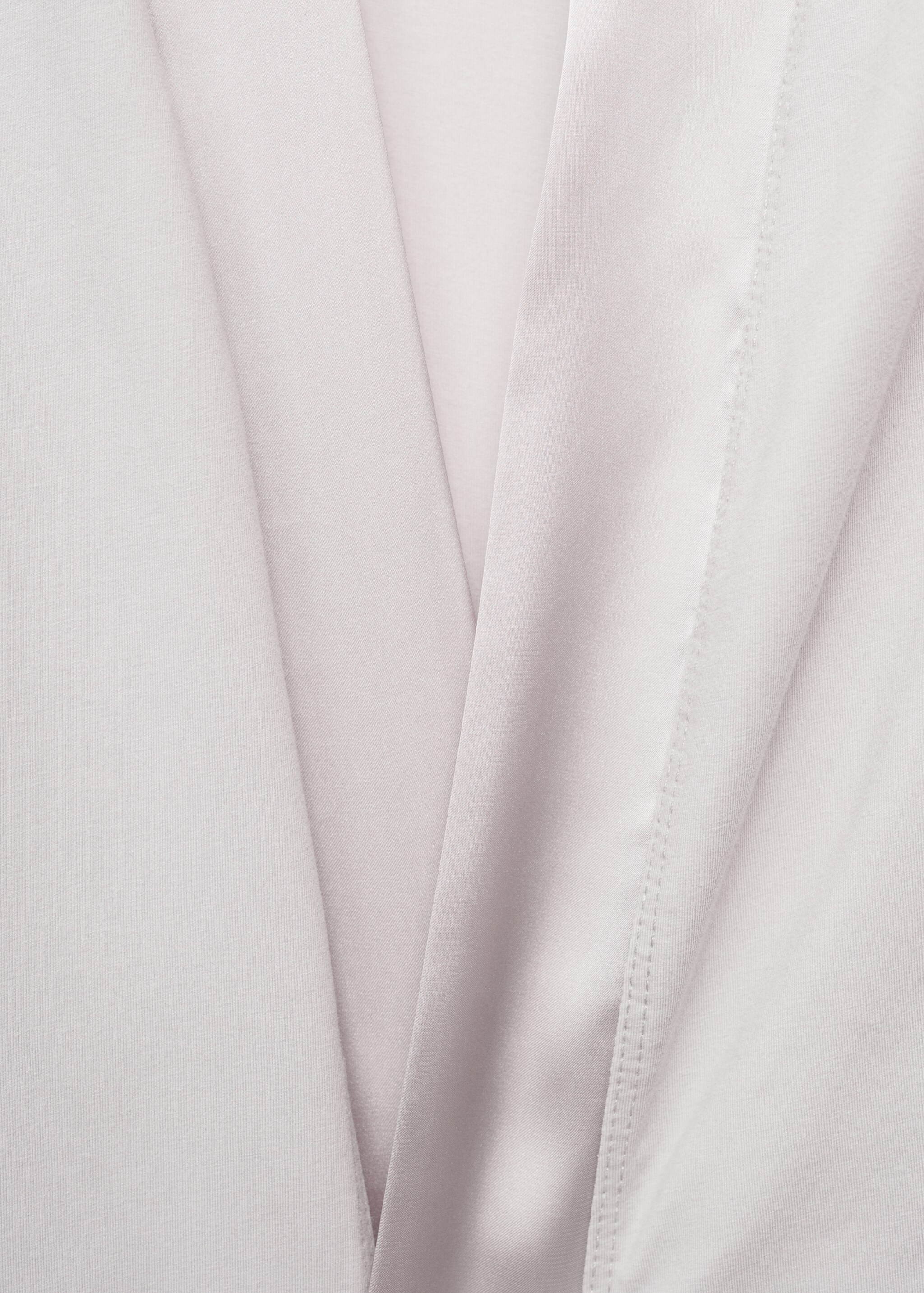 Cotton dressing gown with satin trim - Details of the article 0, Light/Pastel Grey. Ref: 17091539-00.