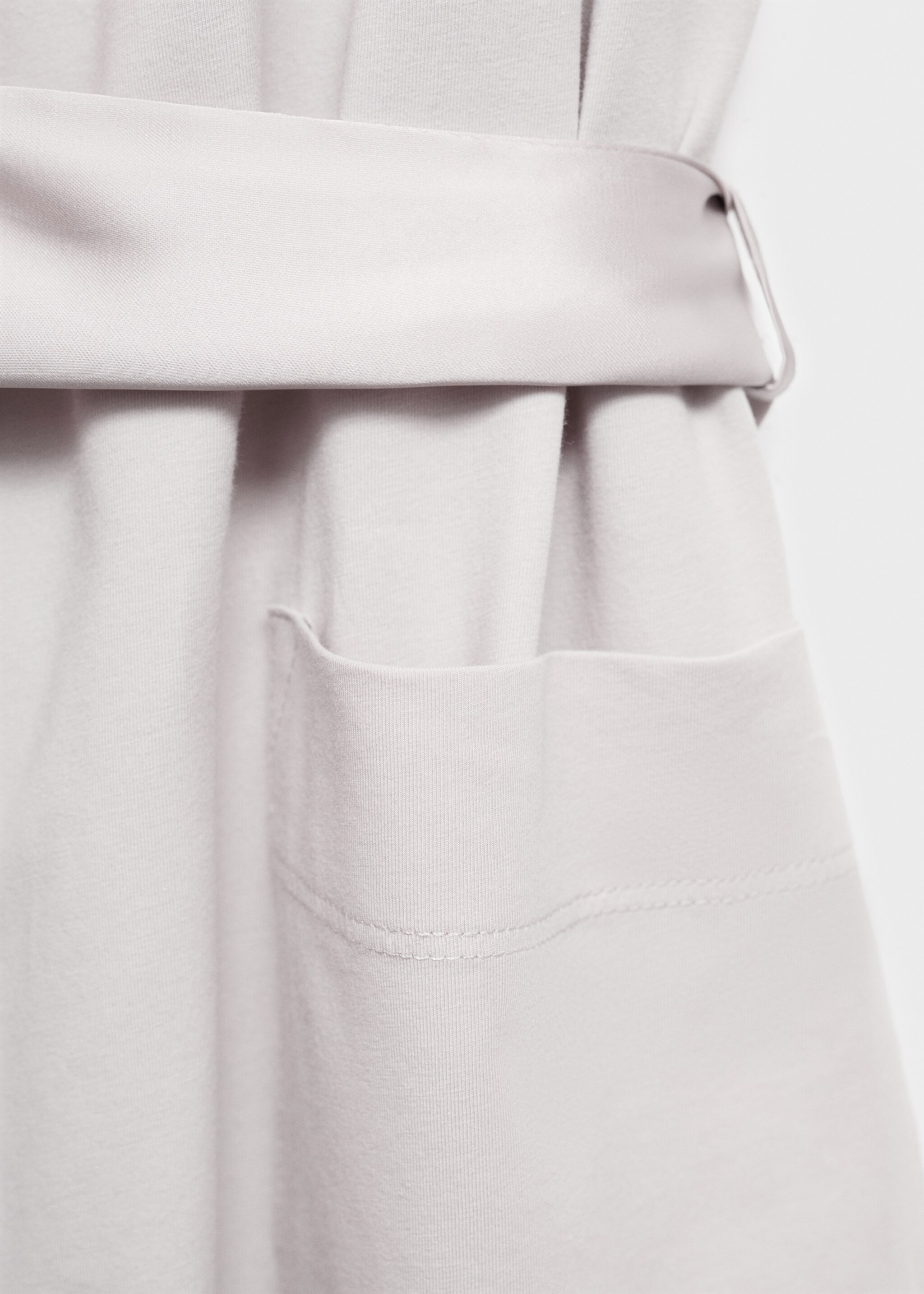 Cotton dressing gown with satin trim - Details of the article 8, Light/Pastel Grey. Ref: 17091539-00.