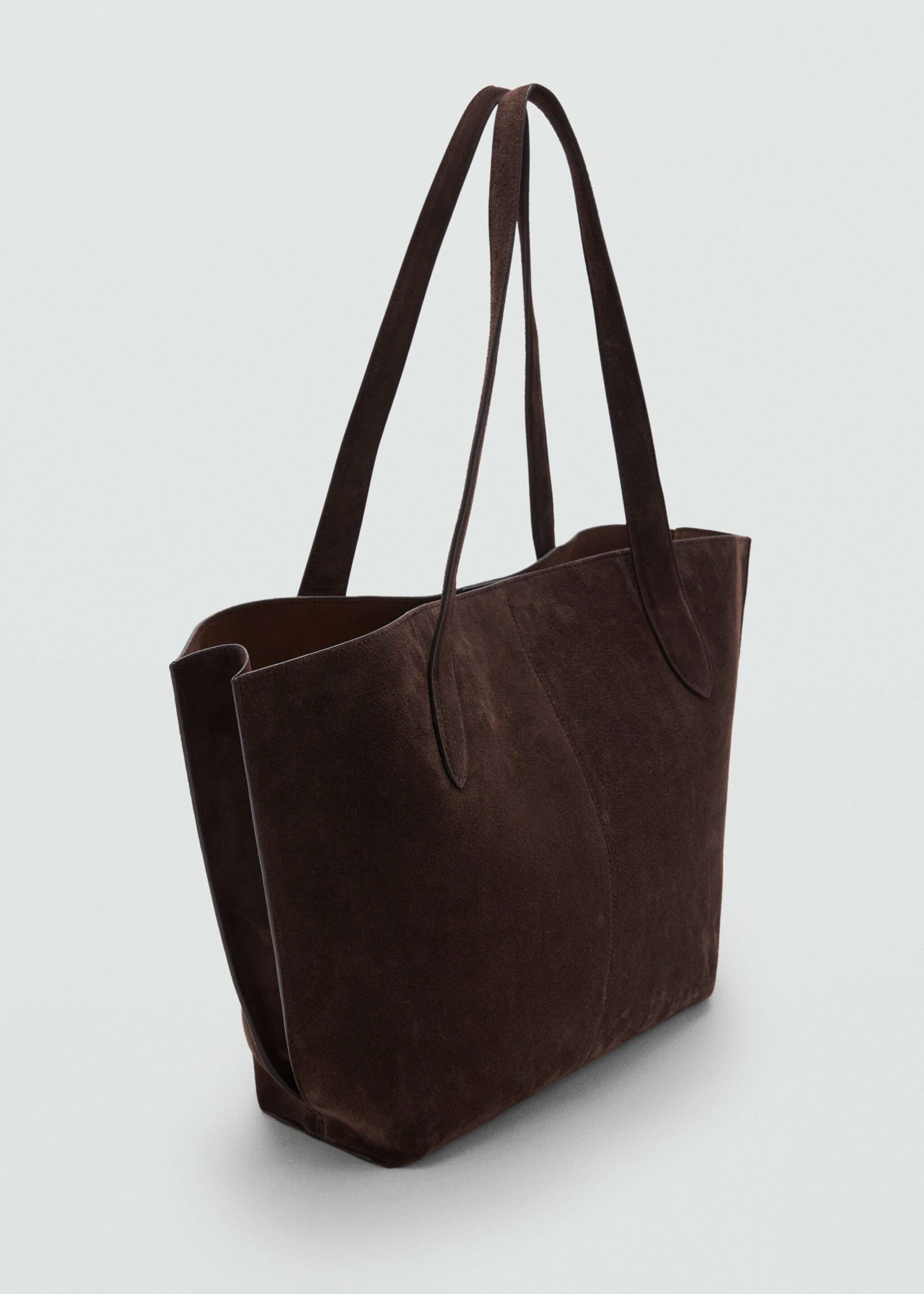 Suede shopper bag - Medium plane, Chocolate. Ref: 17091541-00.
