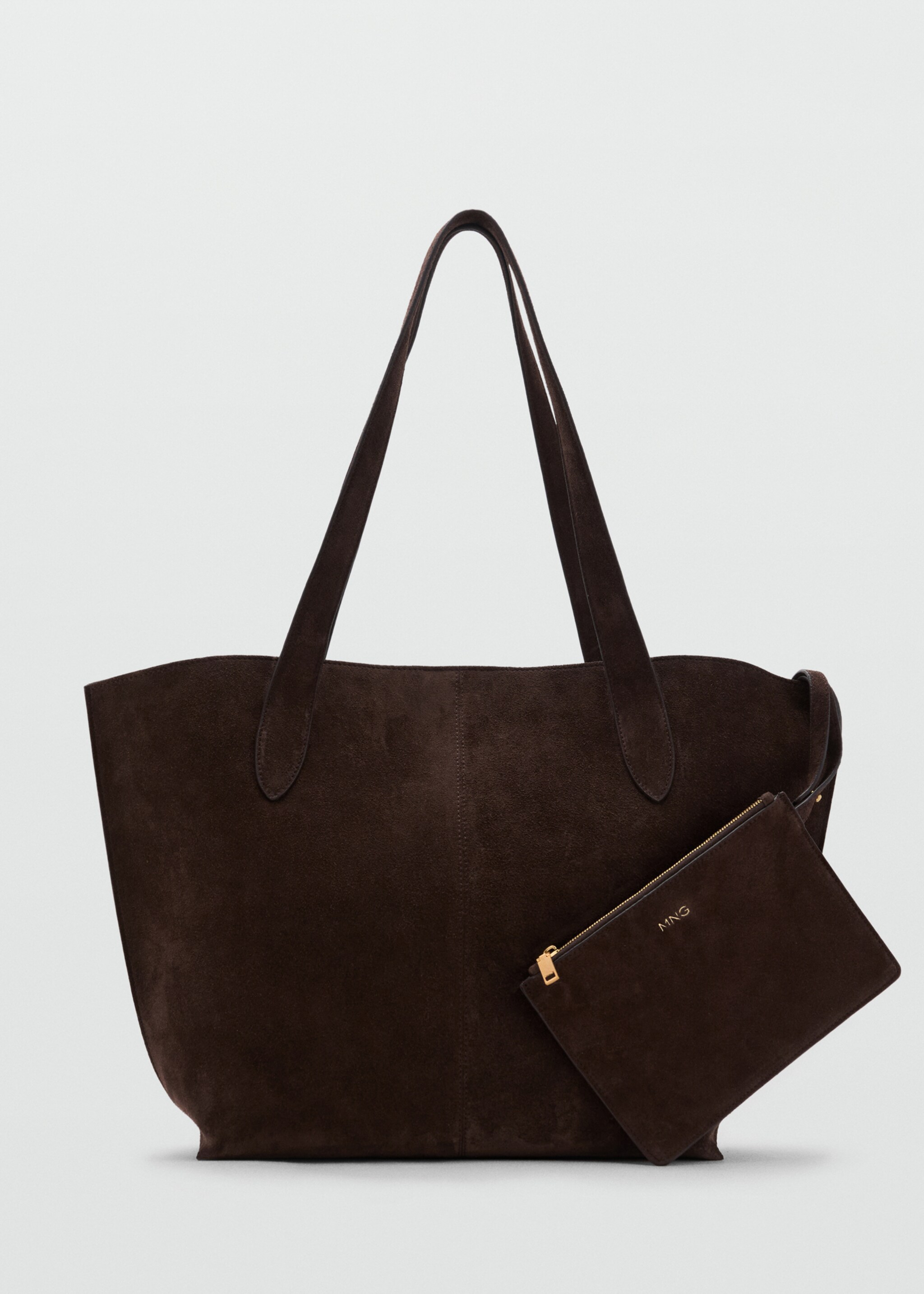 Suede shopper bag - Article without model, Chocolate. Ref: 17091541-00.