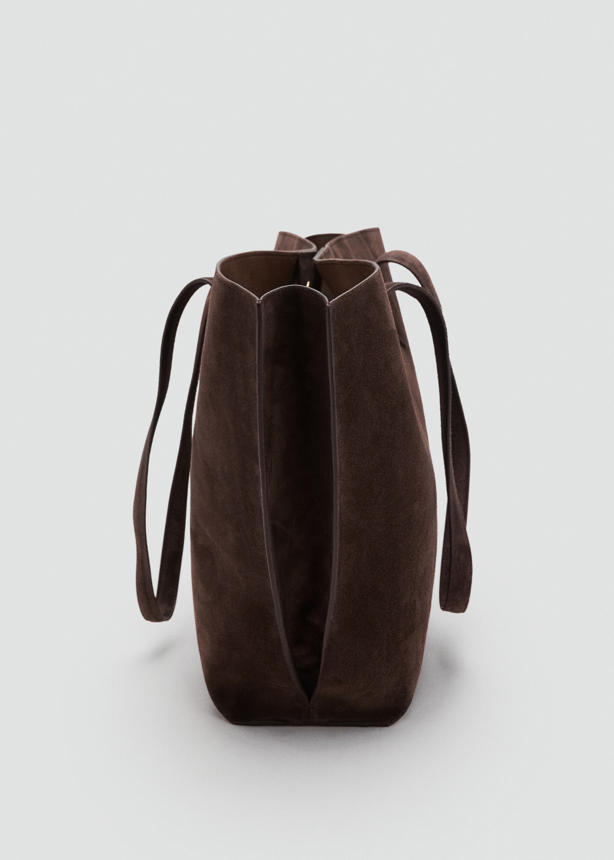 Suede shopper bag - Details of the article 1, Chocolate. Ref: 17091541-00.