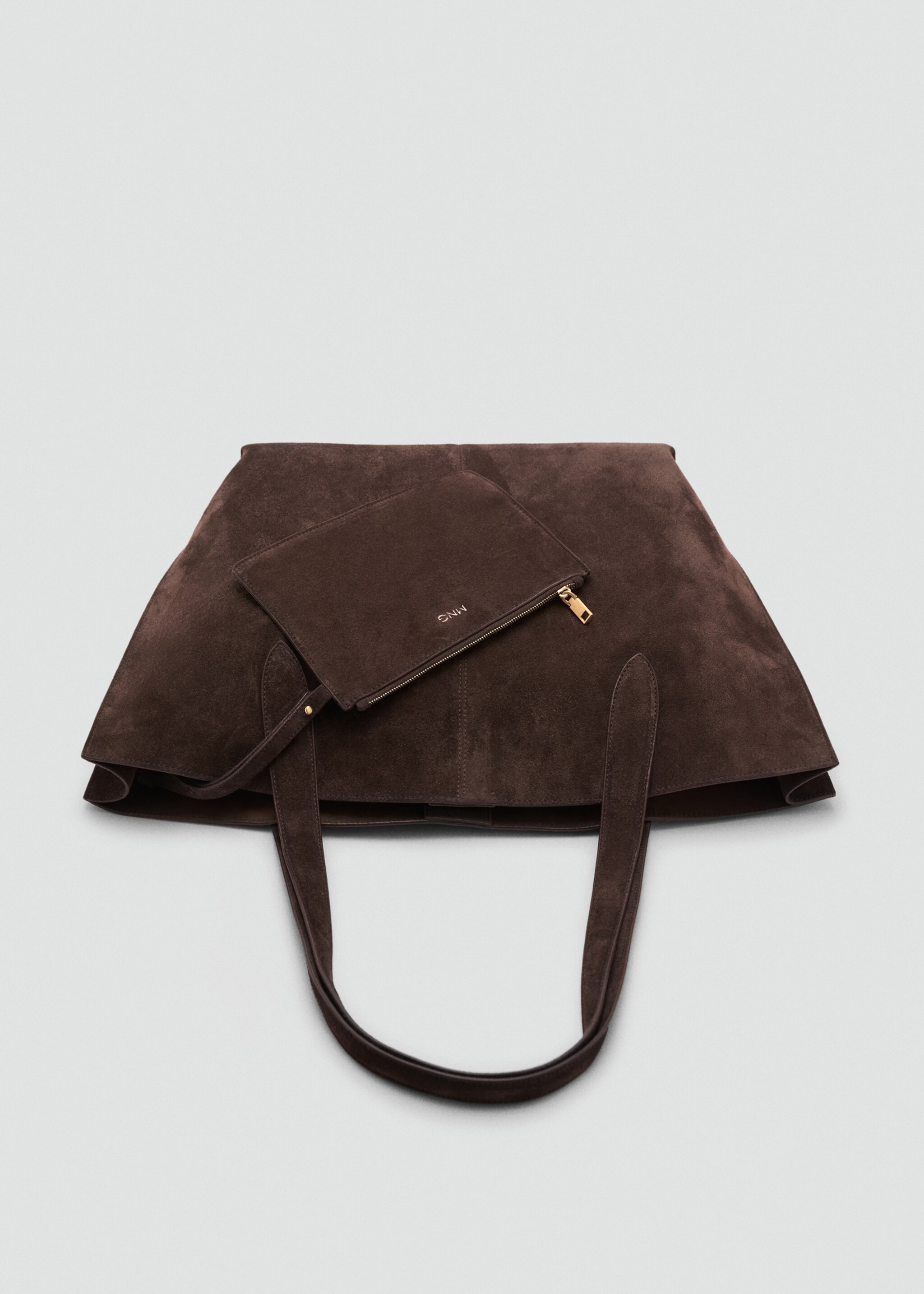 Suede shopper bag - Details of the article 4, Chocolate. Ref: 17091541-00.
