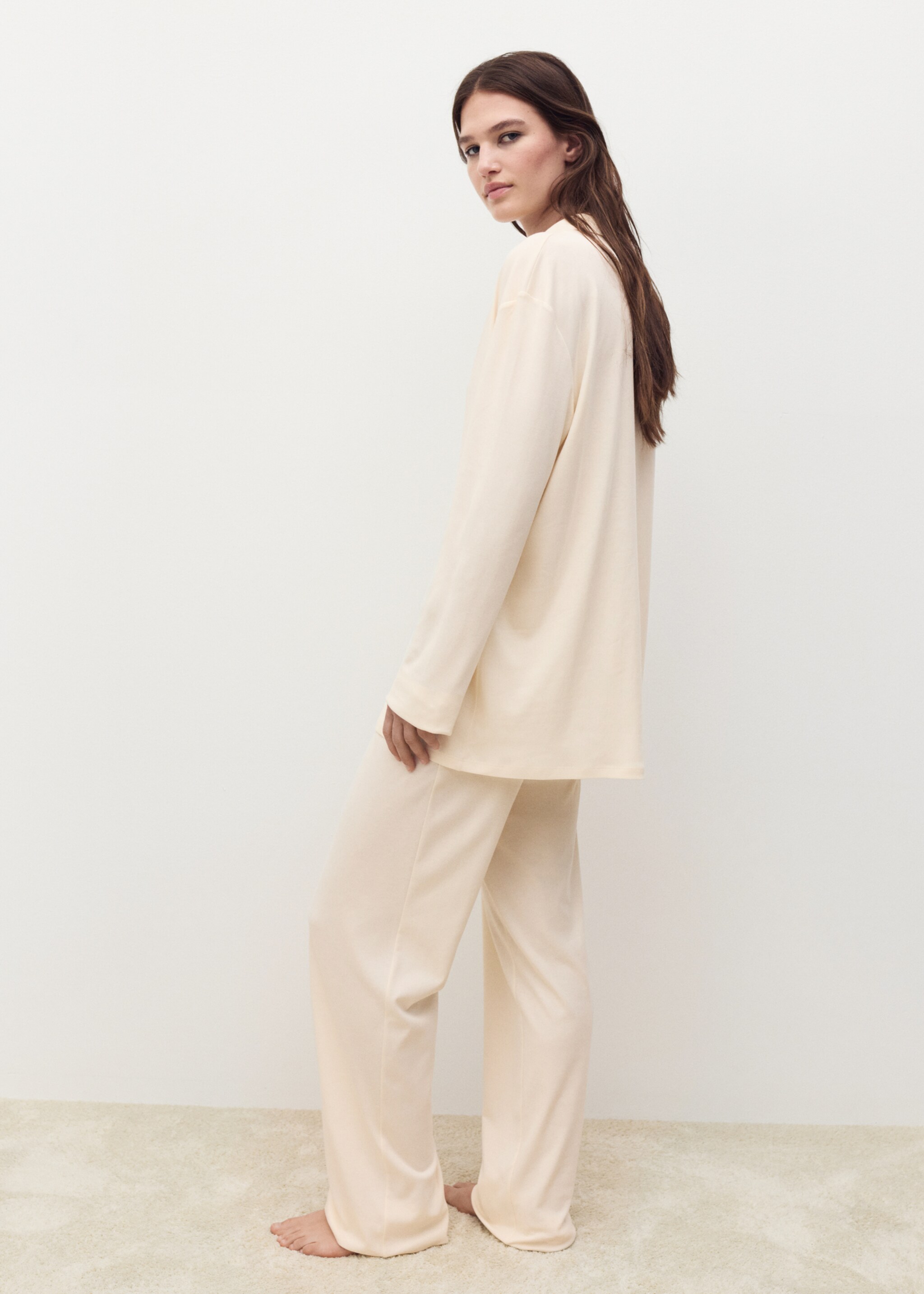 Plain cotton pyjama shirt - Reverse of the article