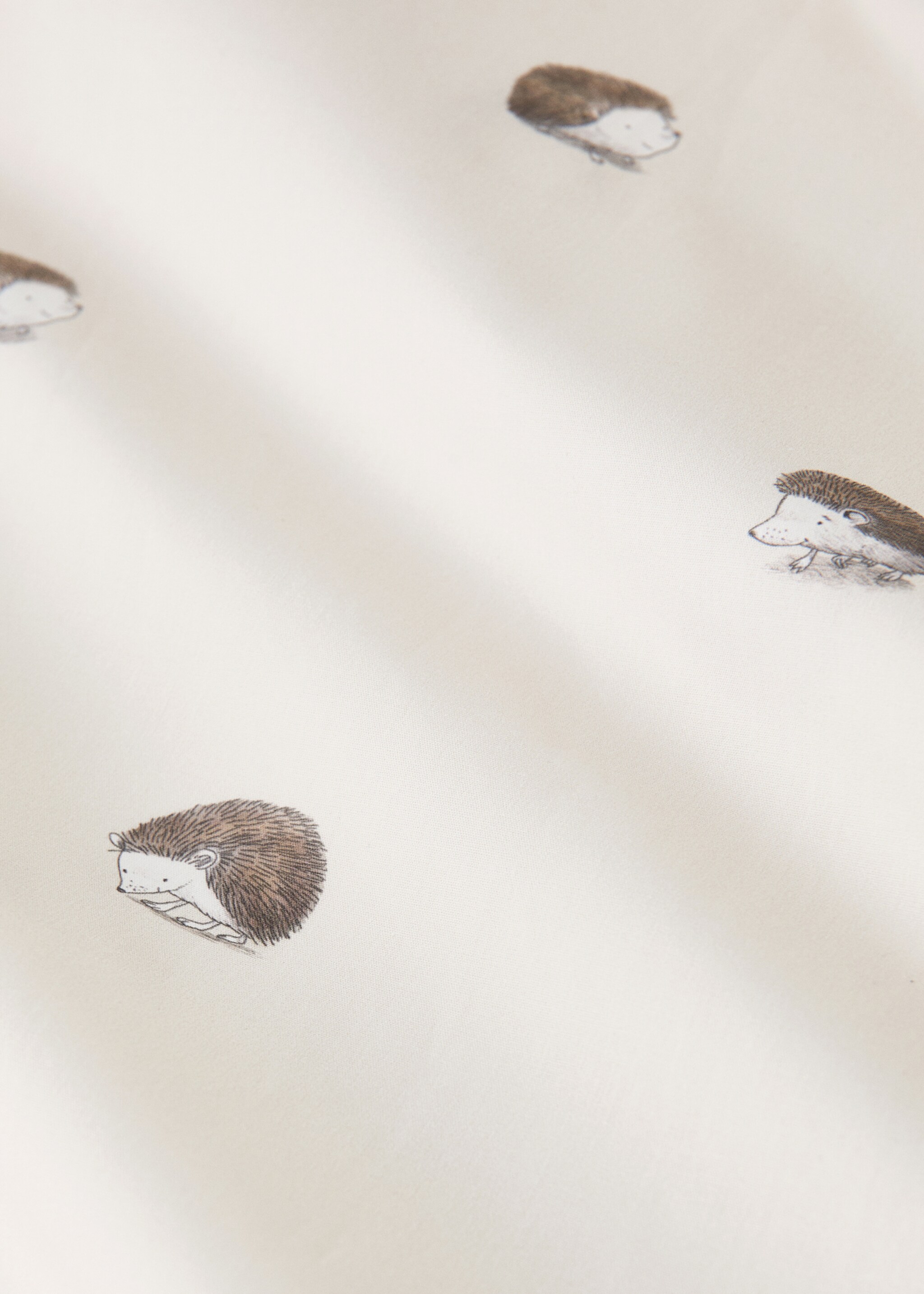 Percale cotton duvet cover with hedgehog print for cot - Details of the article 1, White. Ref: 17091546-00.