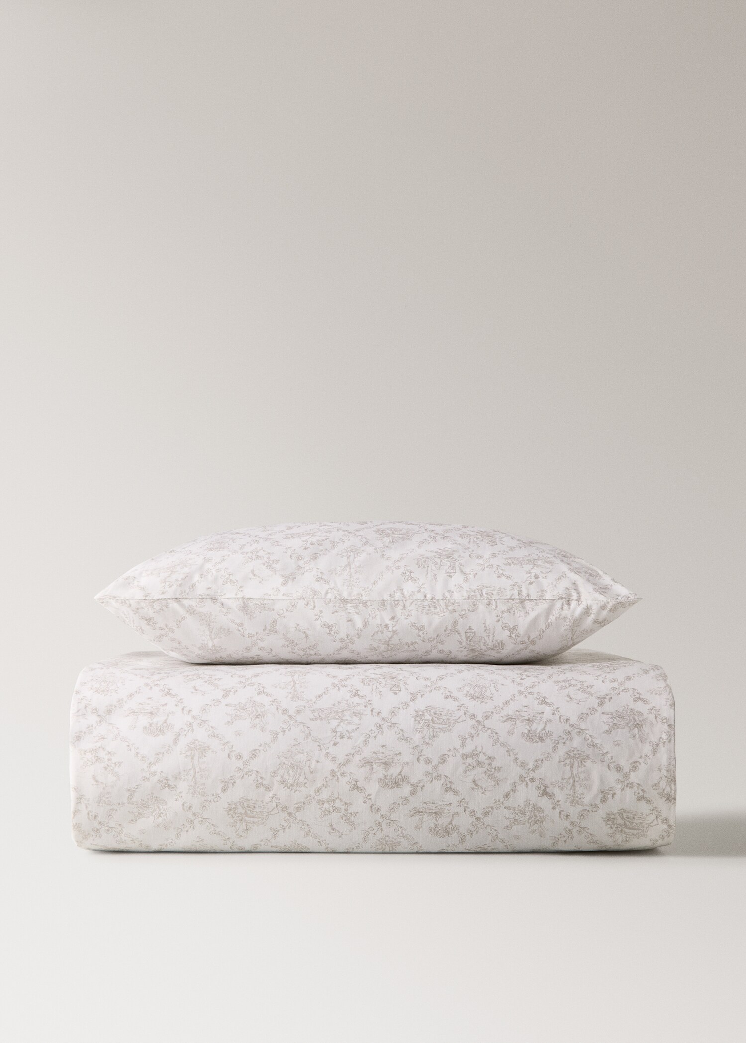 Cot bed duvet cover in percale cotton toile de Jouy - Article without model