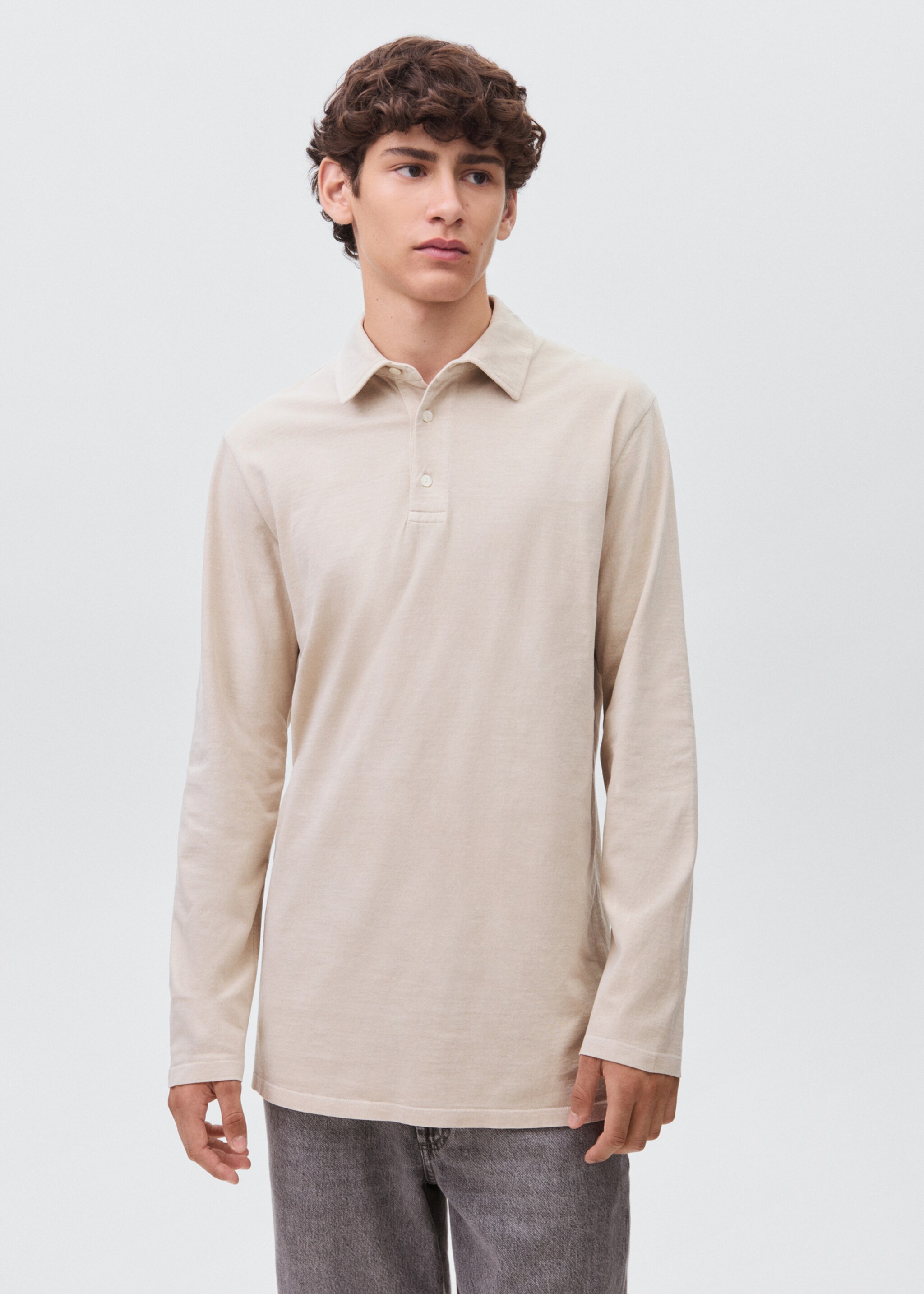 Cotton basic polo shirt - Medium plane, Sand. Ref: 17091553-00.