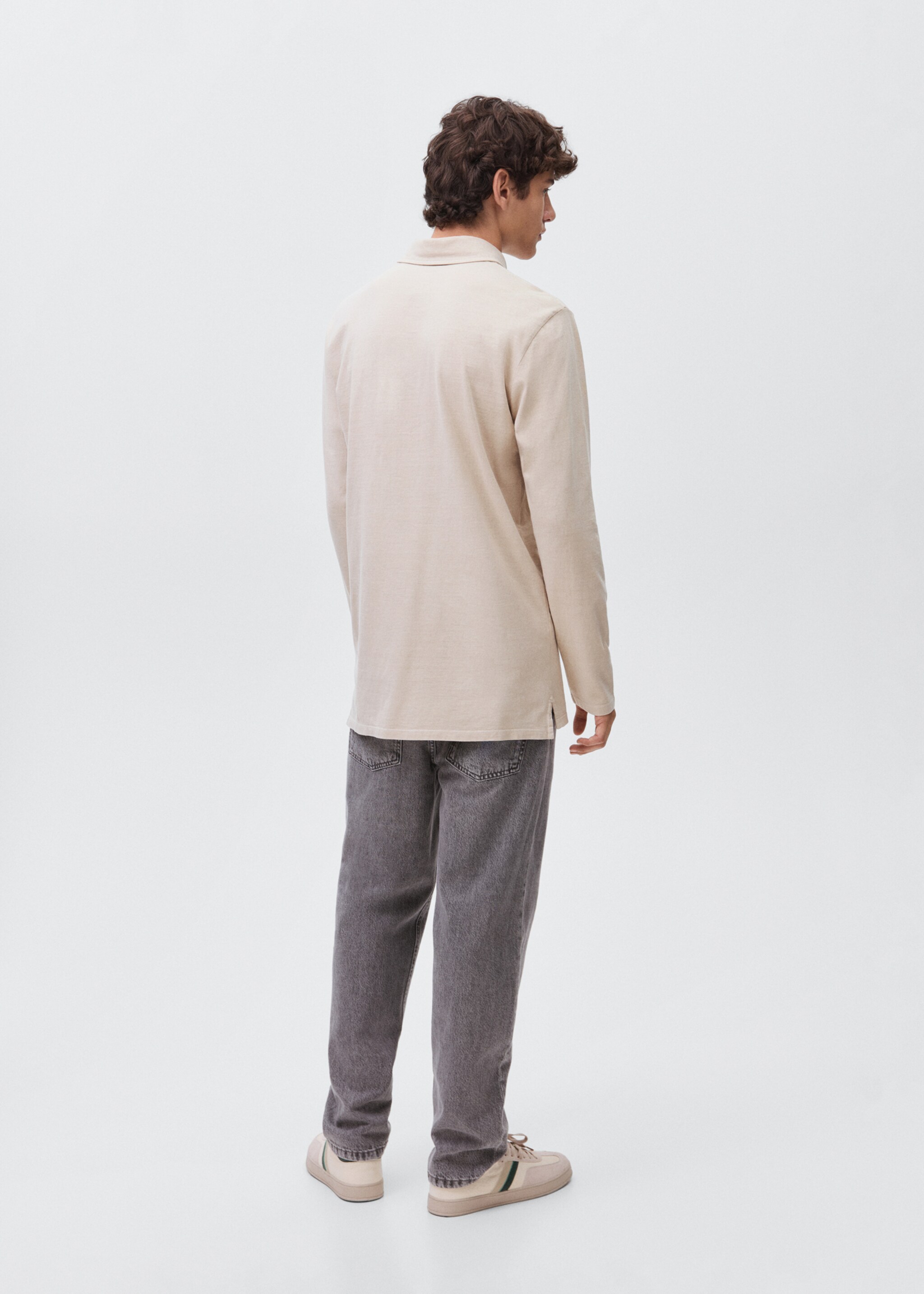 Cotton basic polo shirt - Reverse of the article, Sand. Ref: 17091553-00.