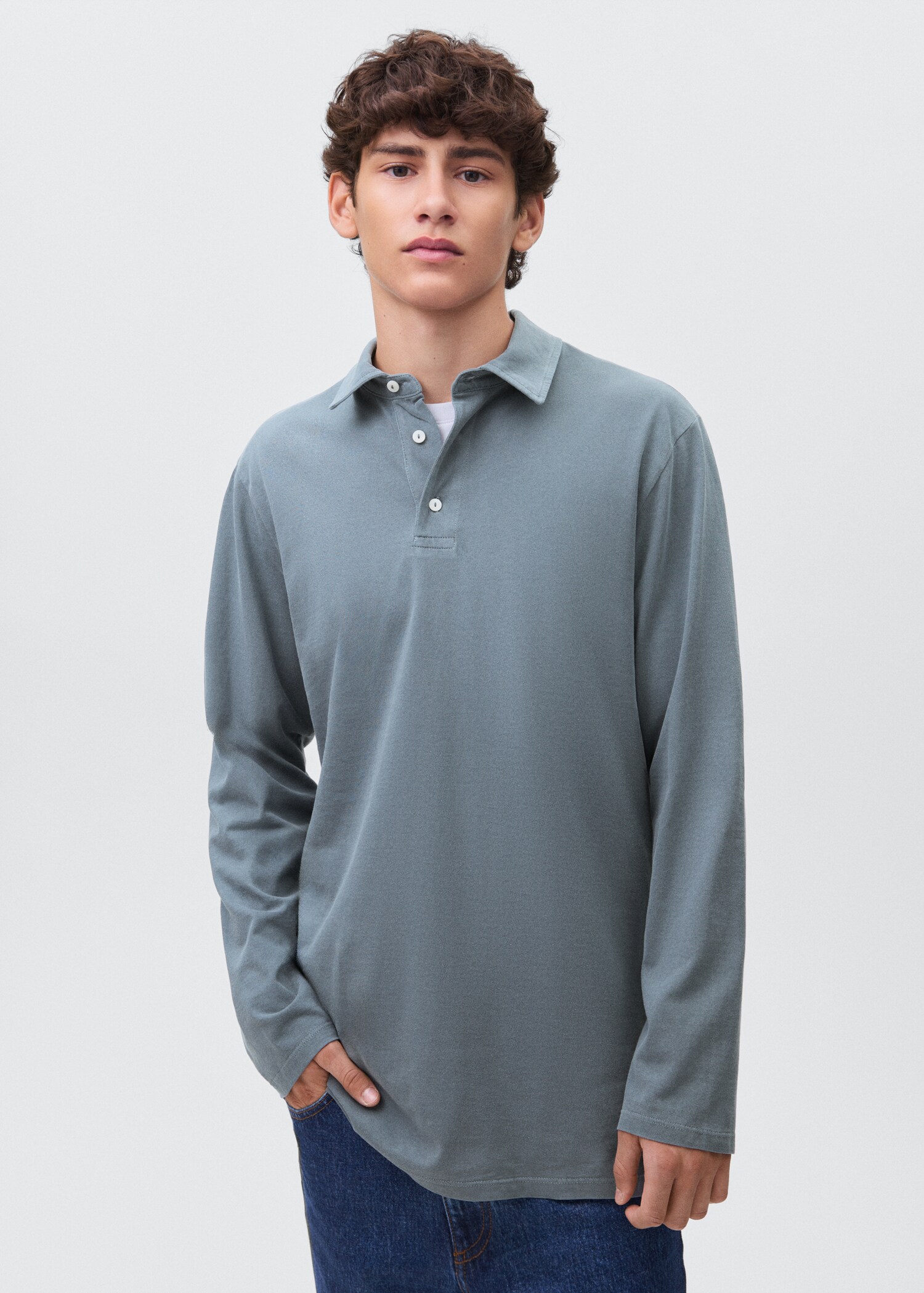Cotton basic polo shirt - Medium plane