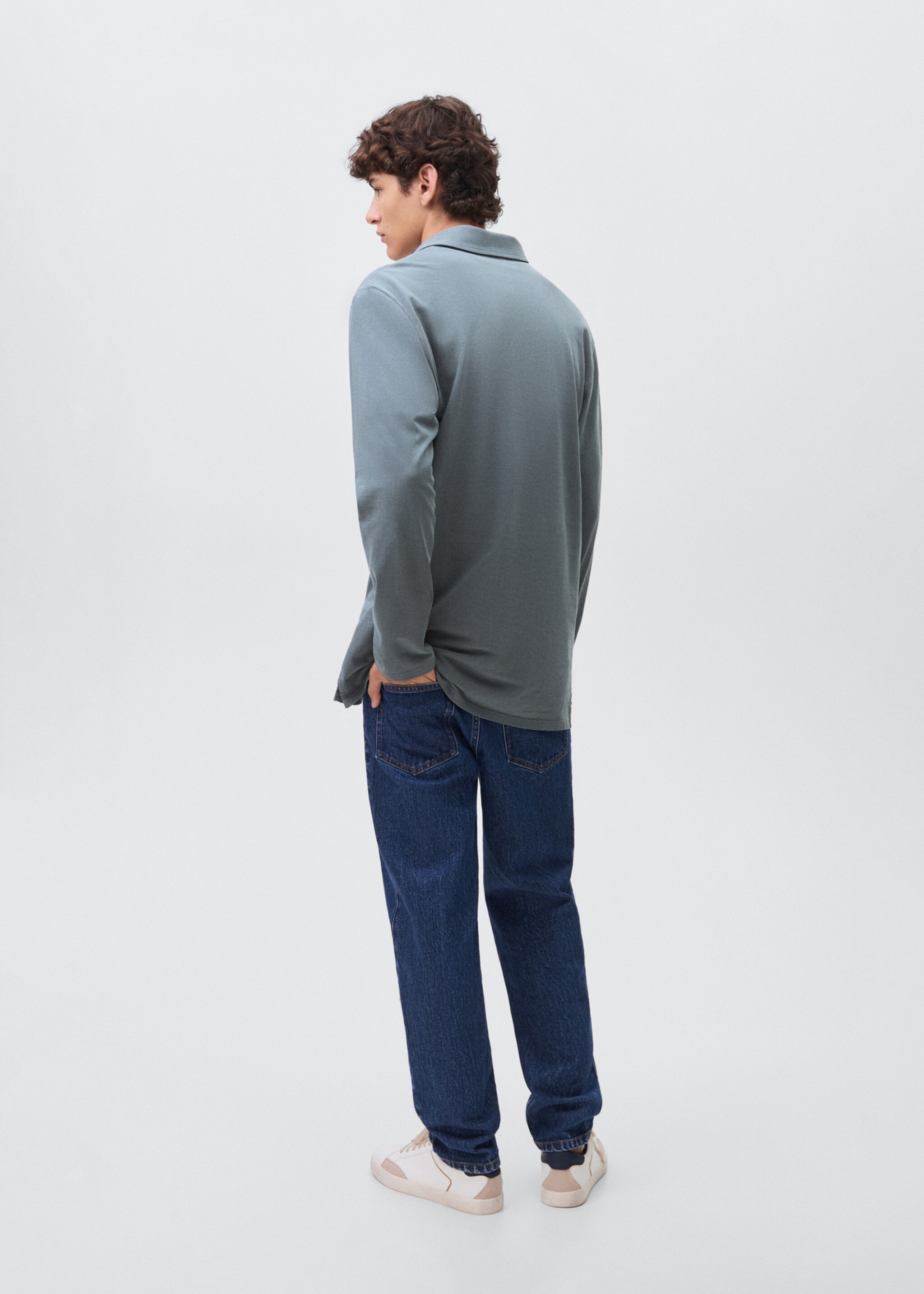 Cotton basic polo shirt - Reverse of the article, Blue. Ref: 17091553-00.