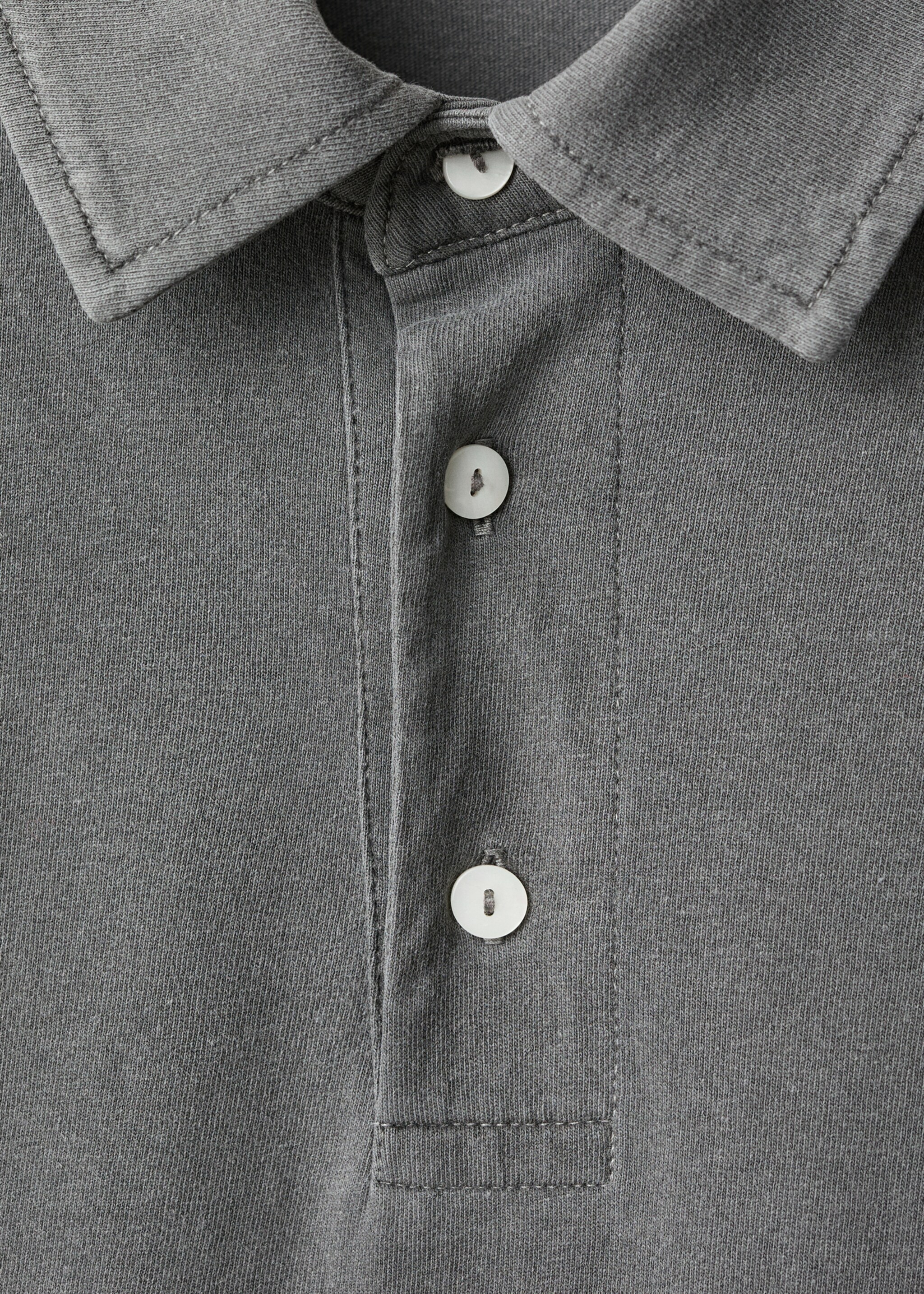 Cotton basic polo shirt - Details of the article 8, Charcoal. Ref: 17091553-00.