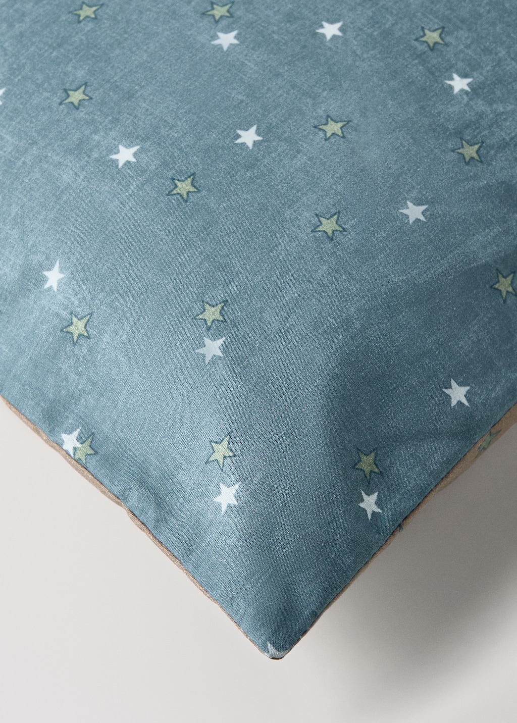 Reversible cotton percale cotton duvet cover with stars for crib