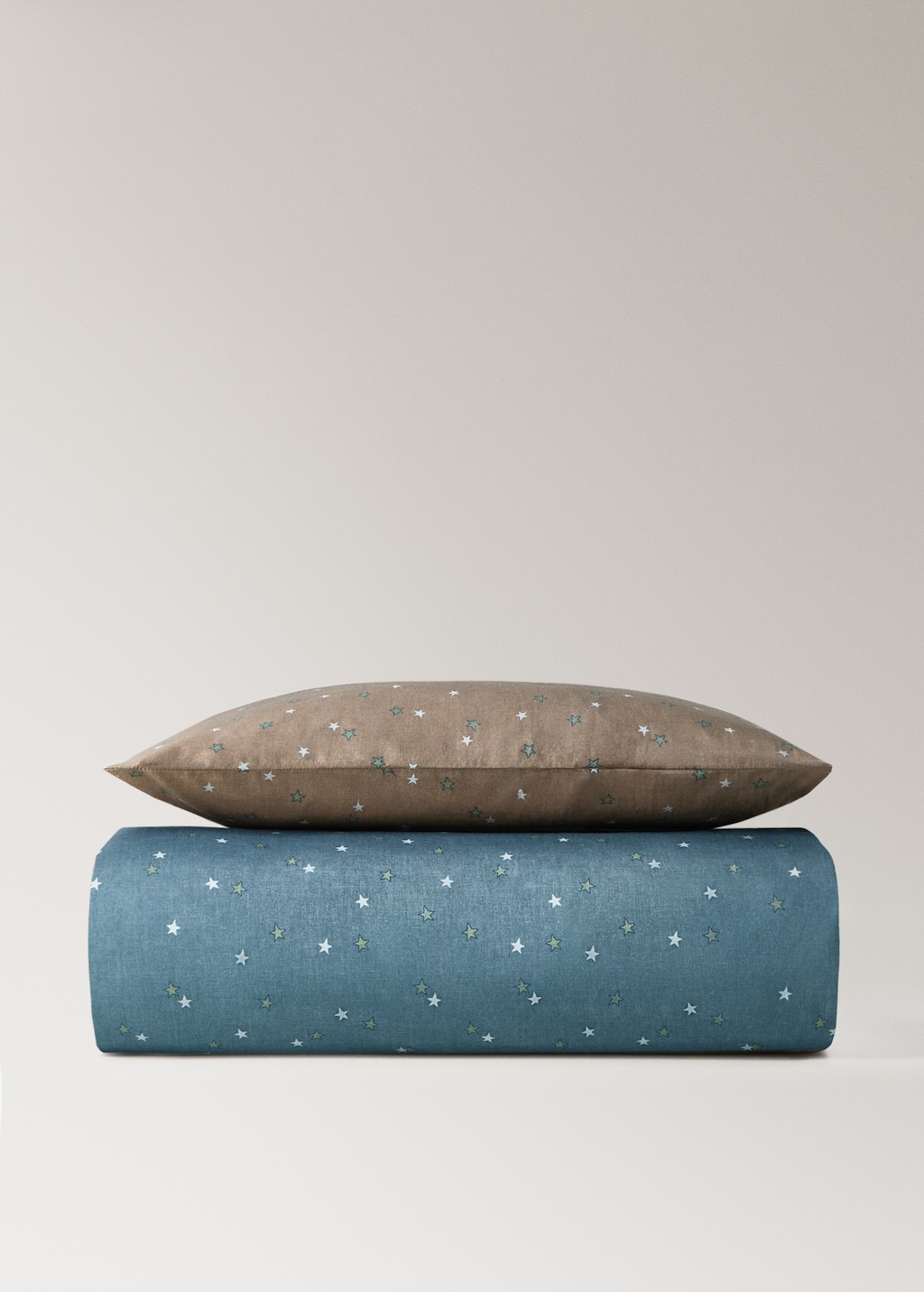 Reversible cotton percale cotton duvet cover with stars for crib