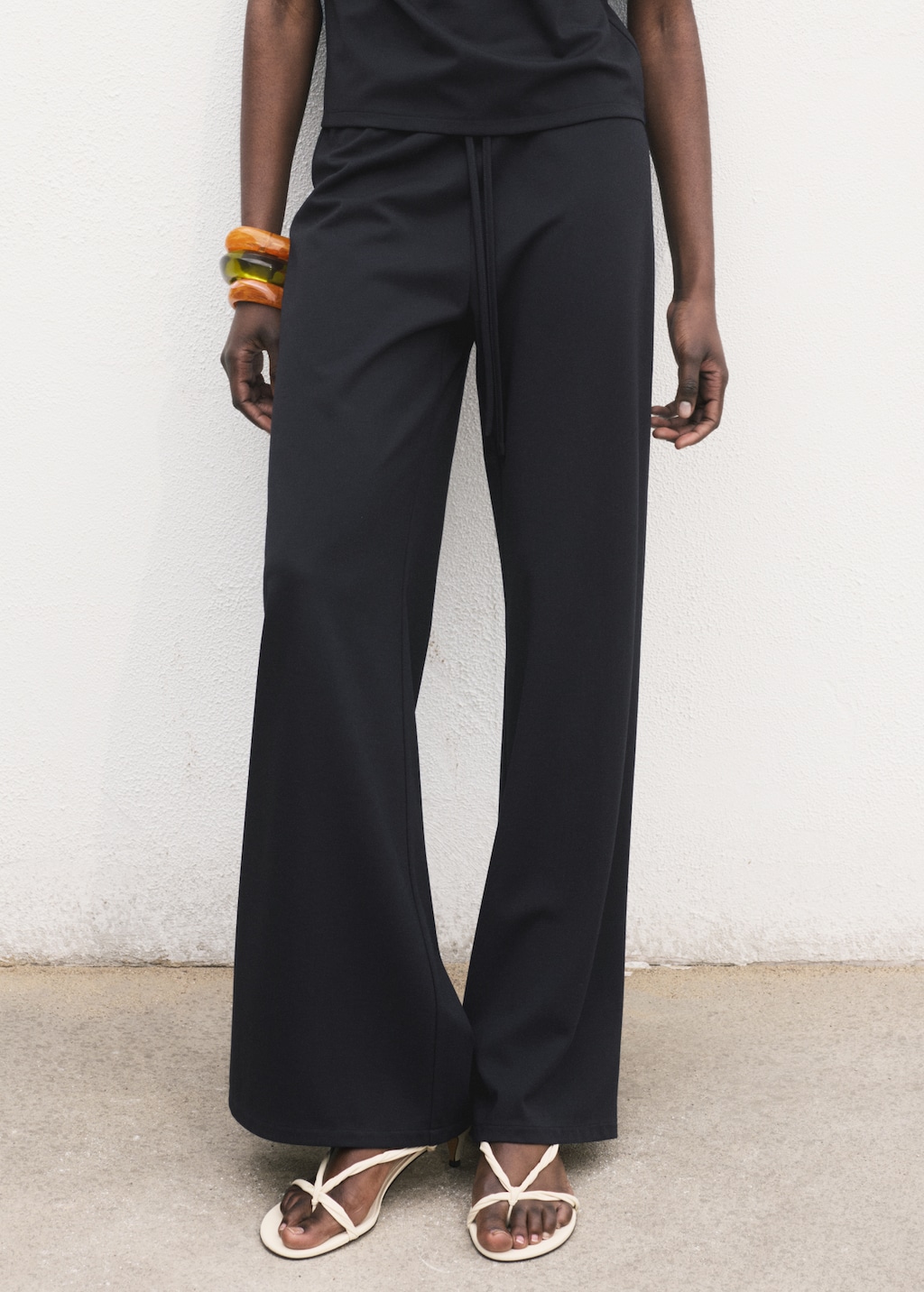 Pantalón wideleg cintura elástica
