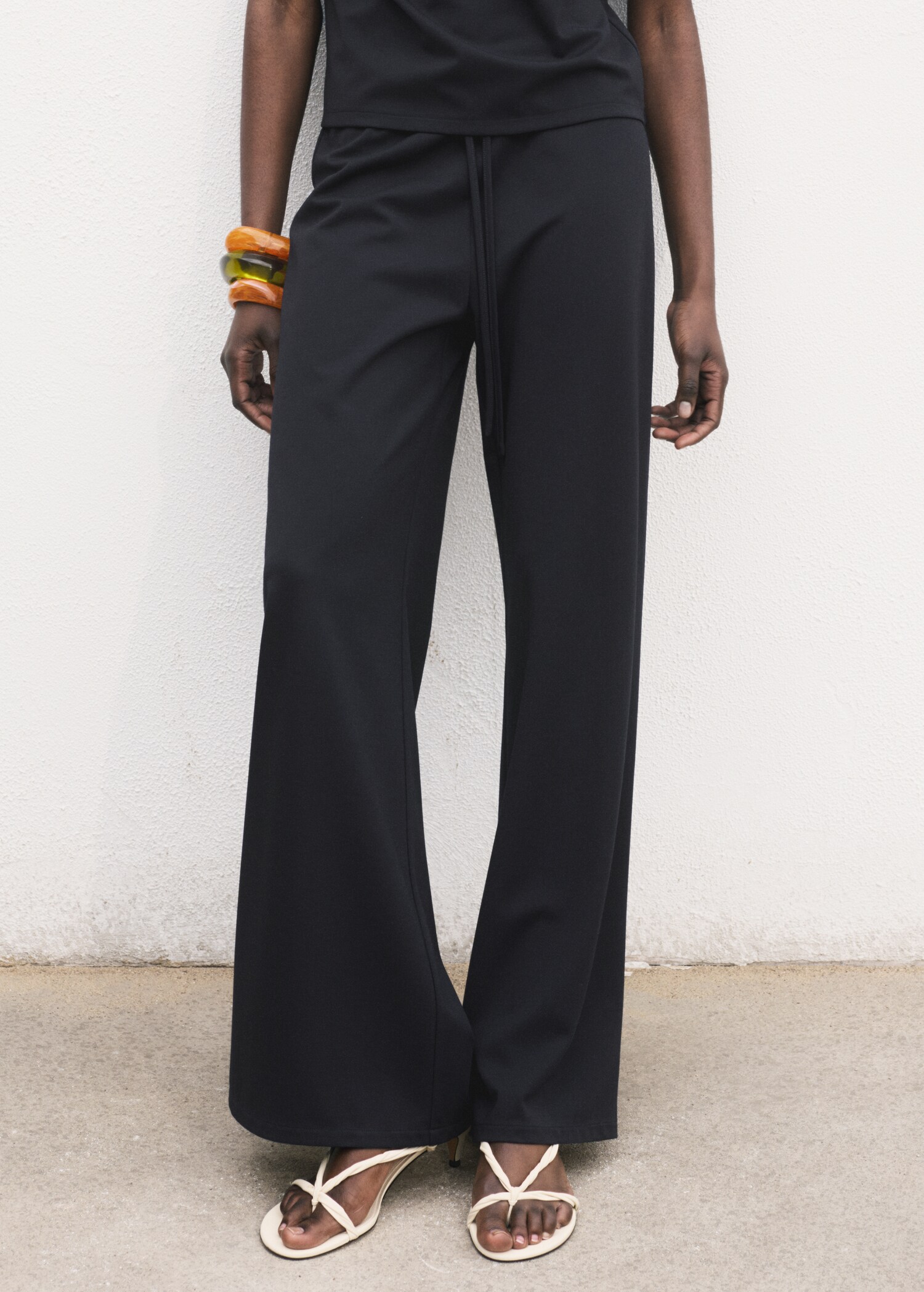 Wideleg trousers with elastic waist - Medium plane