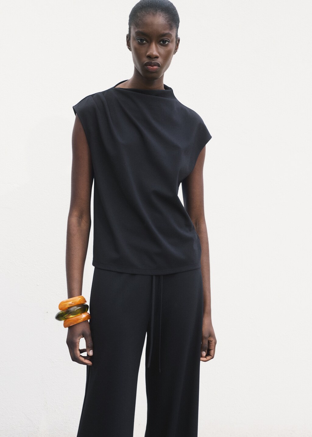 Wide leg trousers with elasticated waist - image 4