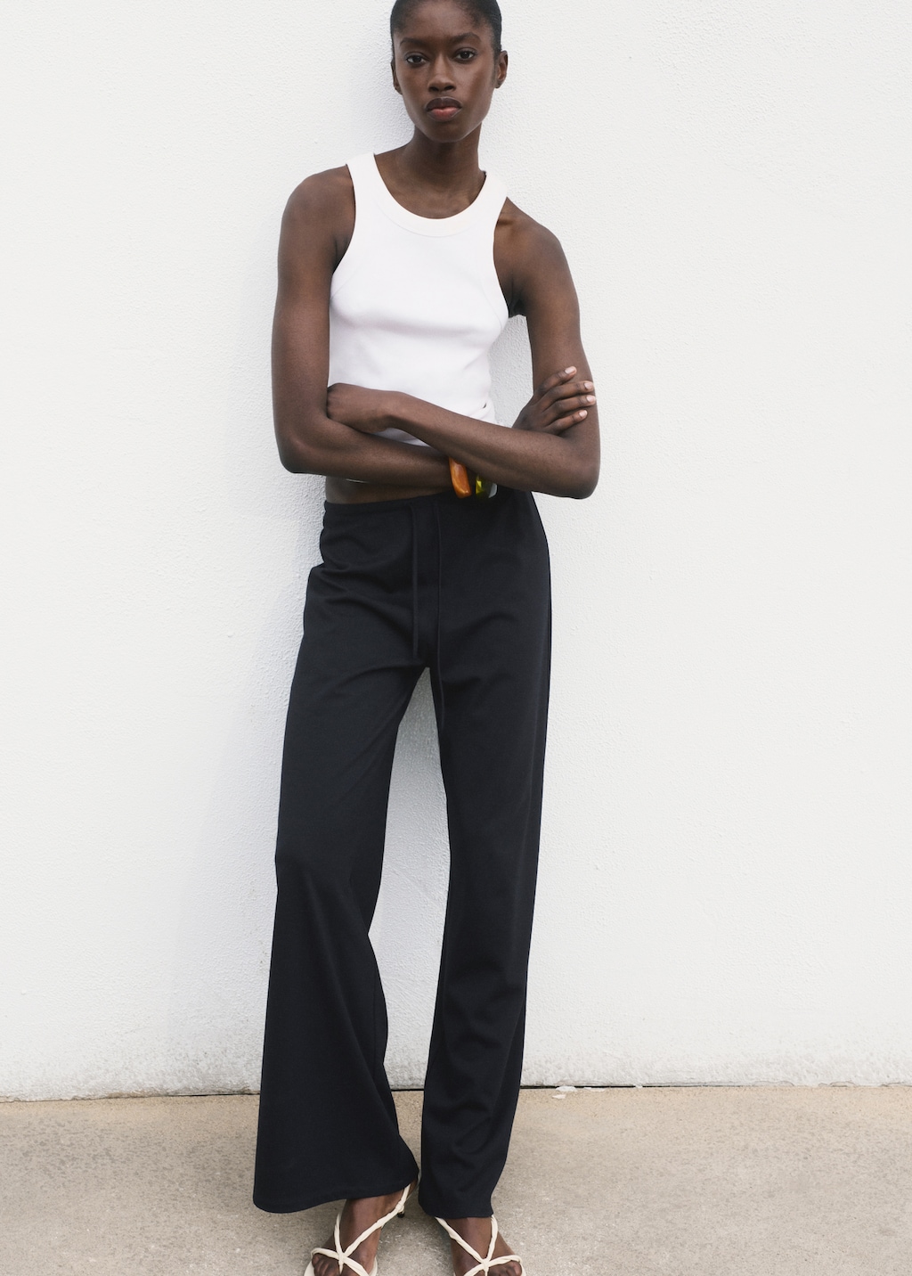 Wide-leg pants with elasticated waist