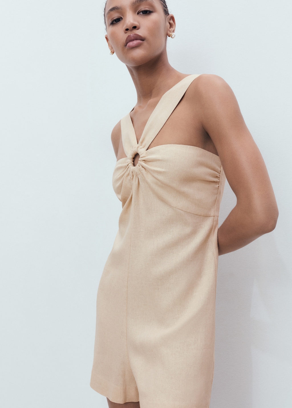 Linen jumpsuit with hoop detail