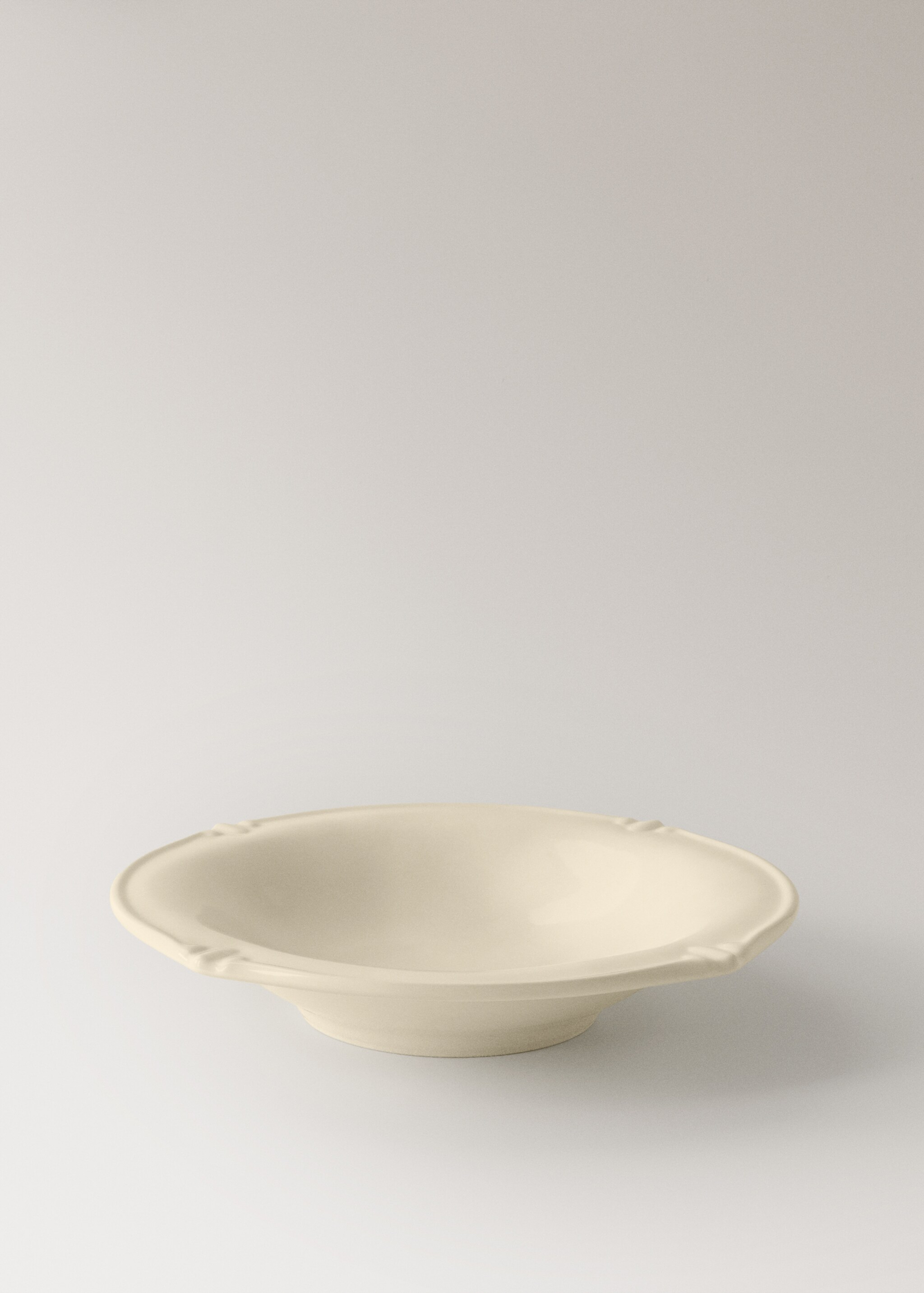 Oval stoneware soup plate - Detail van het artikel 1, Ecru. Ref: 17092034-00.