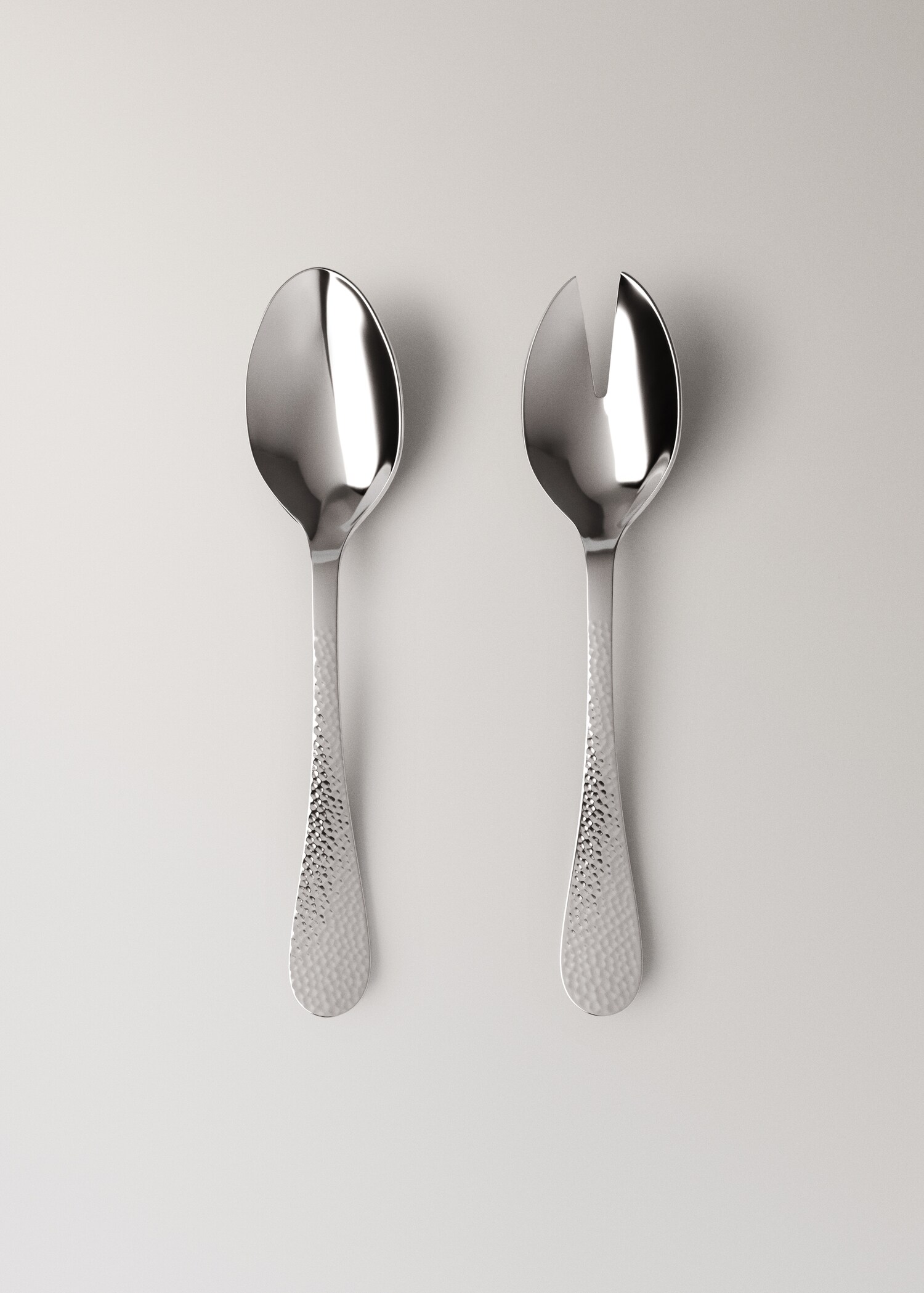 Pack 2 hammered stainless steel serving spoons - Home | MANGO Portugal