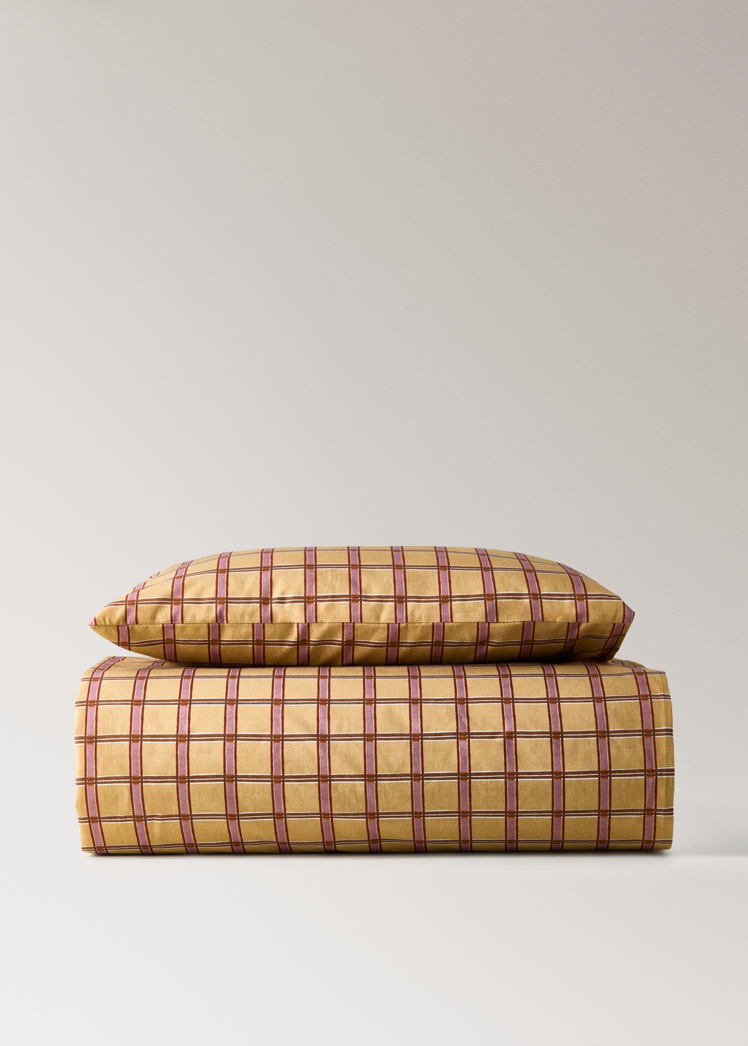 Reversible percale cotton check-print duvet cover for crib - Article without model