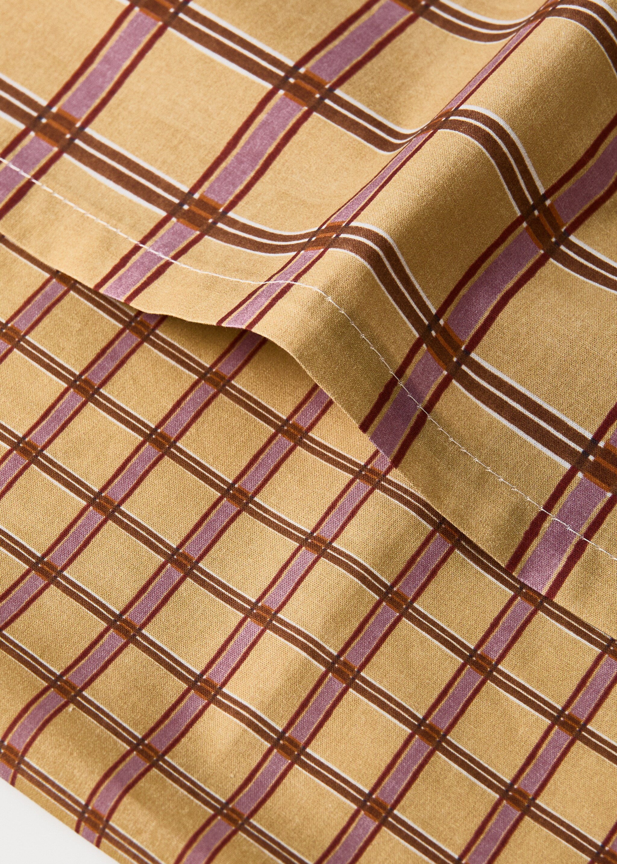 Reversible percale cotton check-print duvet cover for crib - Details of the article 1, Mustard. Ref: 17092036-00.