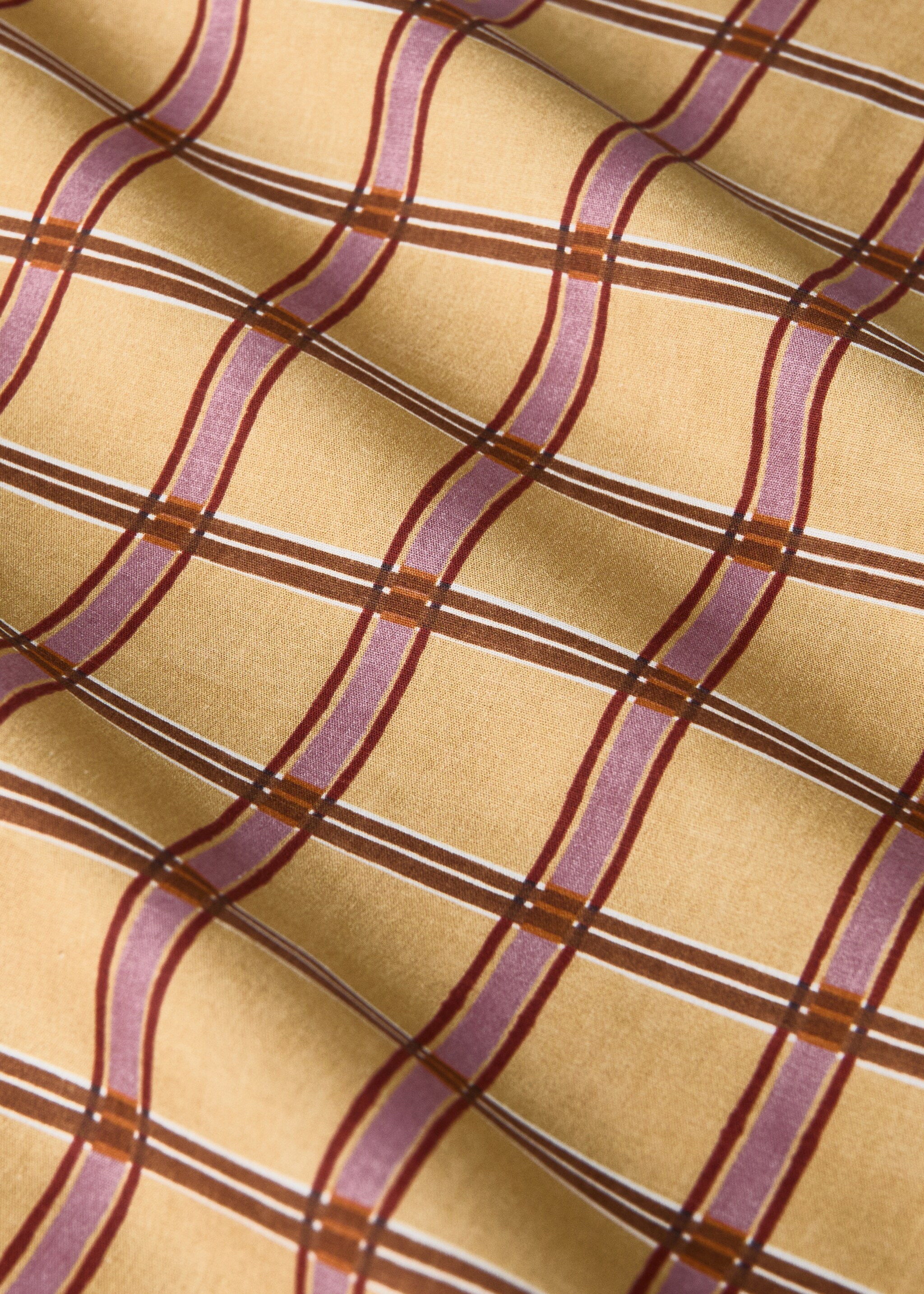 Reversible percale cotton check-print duvet cover for crib - Details of the article 2, Mustard. Ref: 17092036-00.