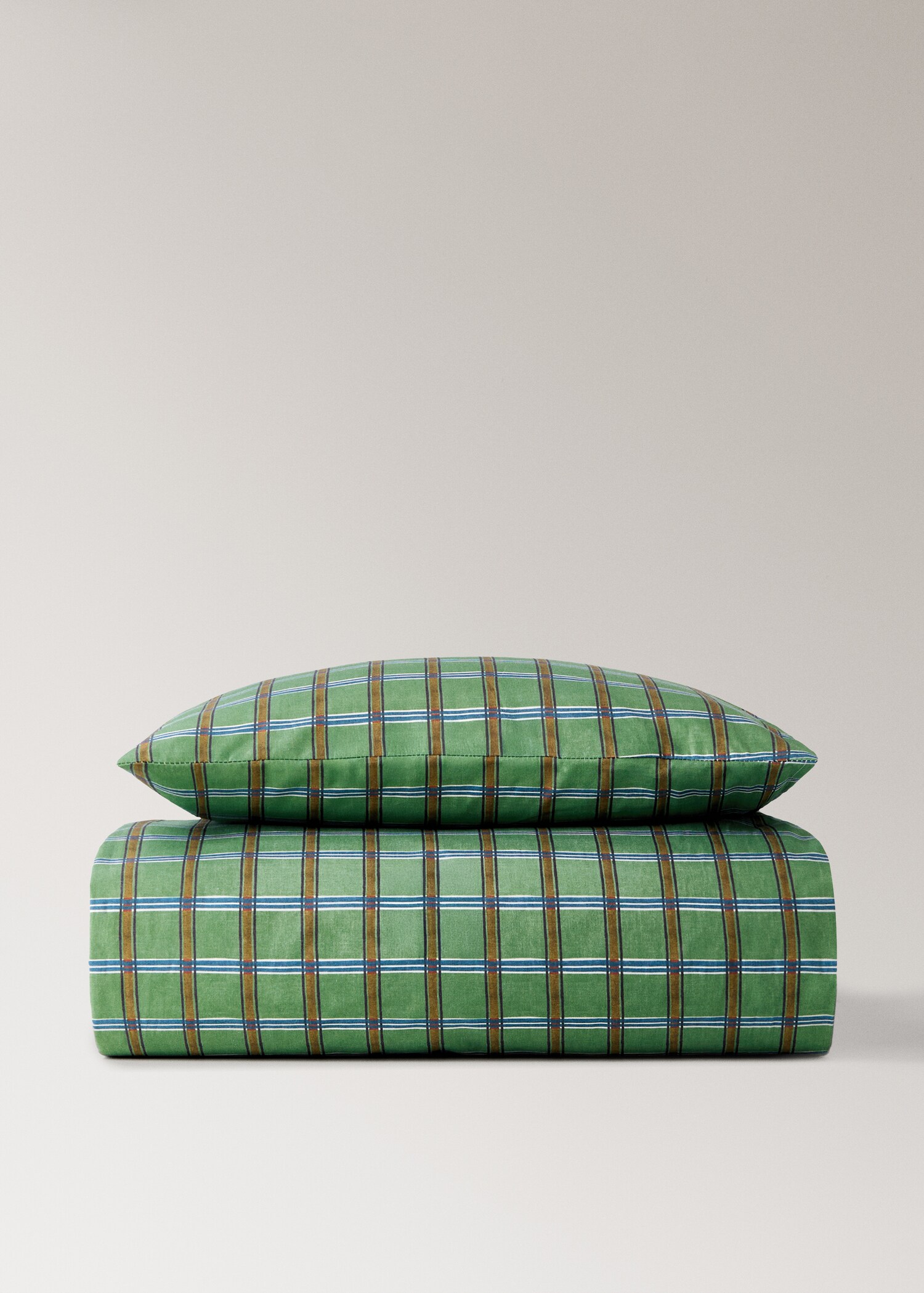 Reversible percale cotton check-print duvet cover for crib - Article without model