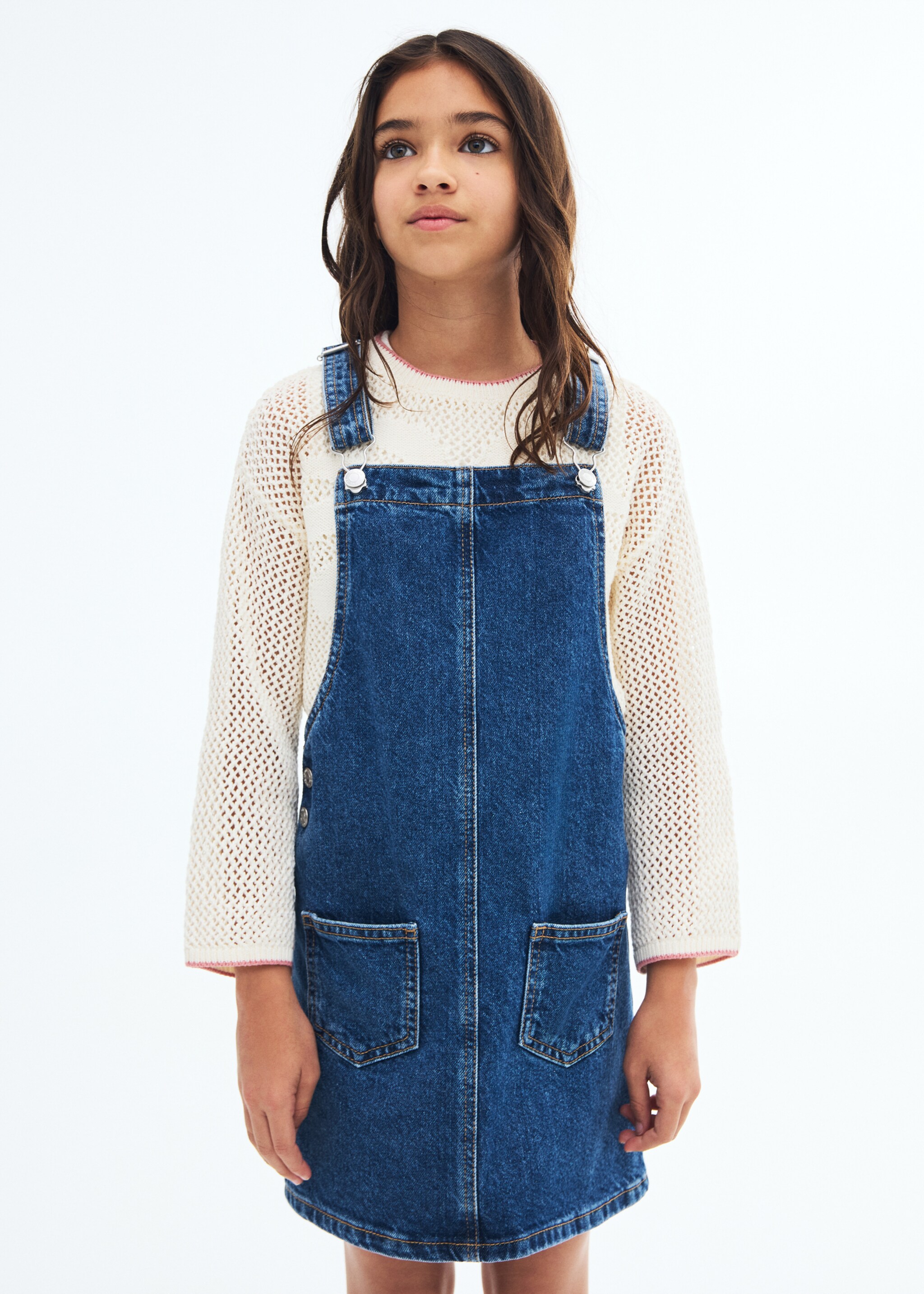 Short denim pinafore - Medium plane