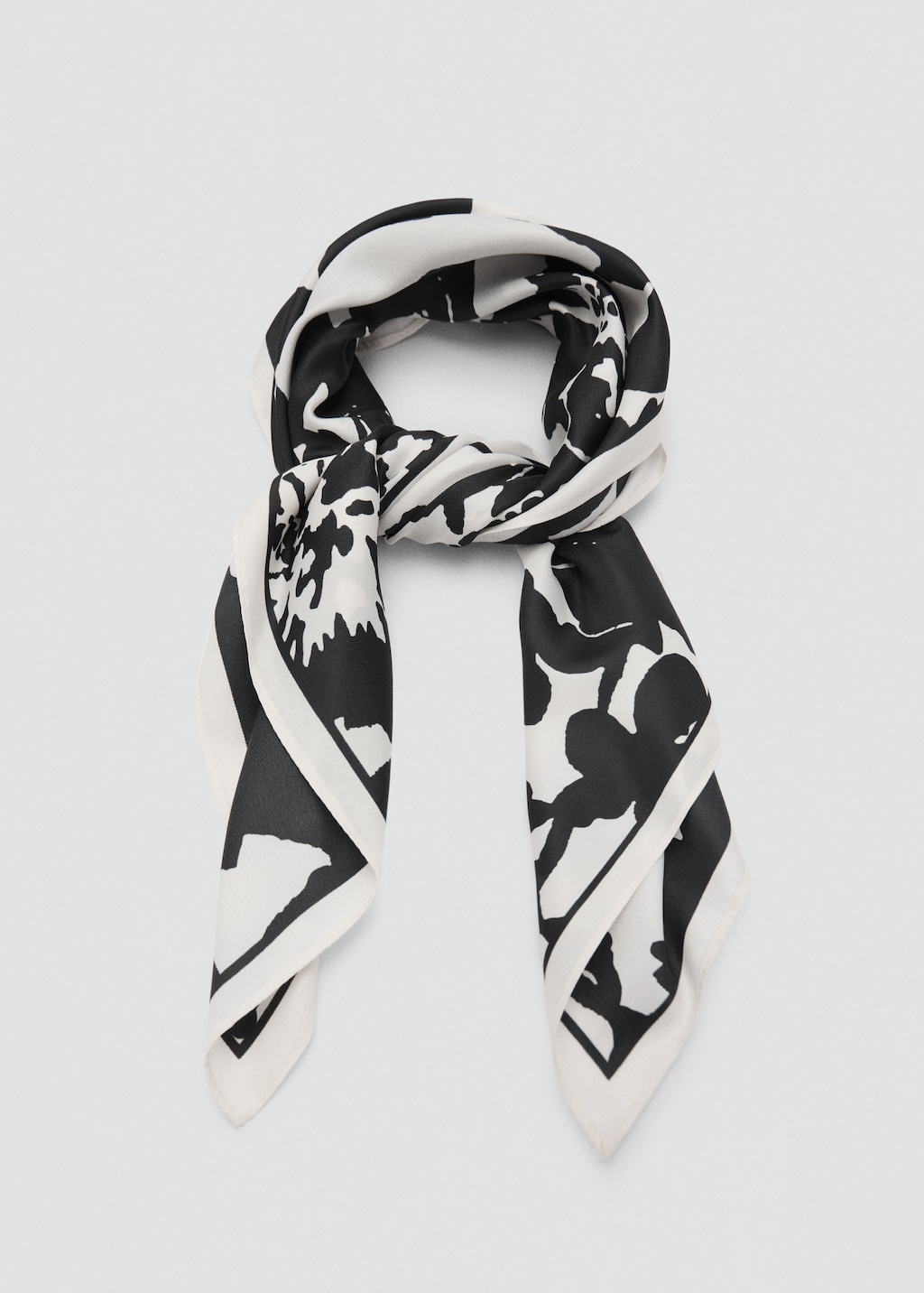 Floral-print satin scarf