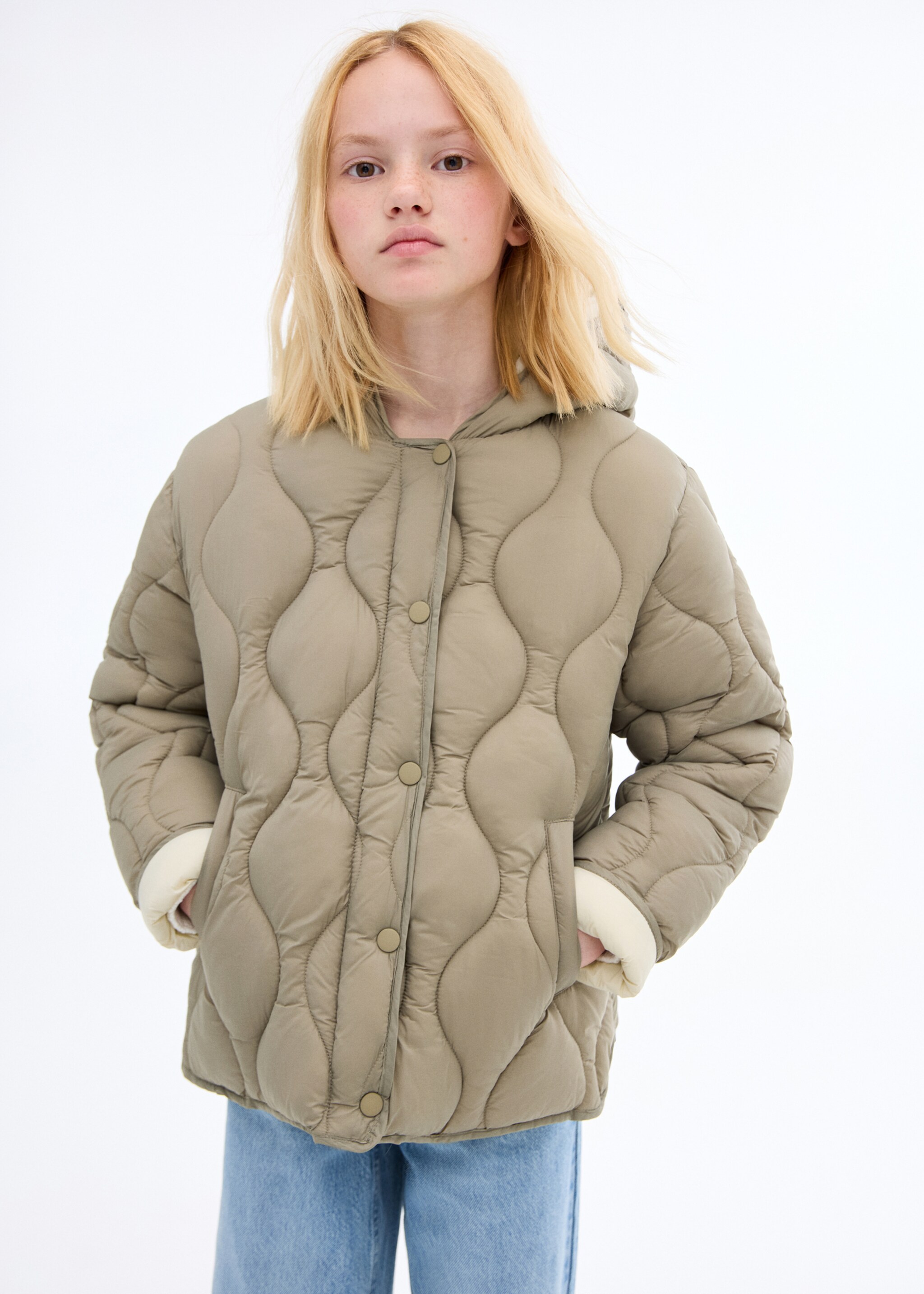 Hood quilted coat - Medium plane