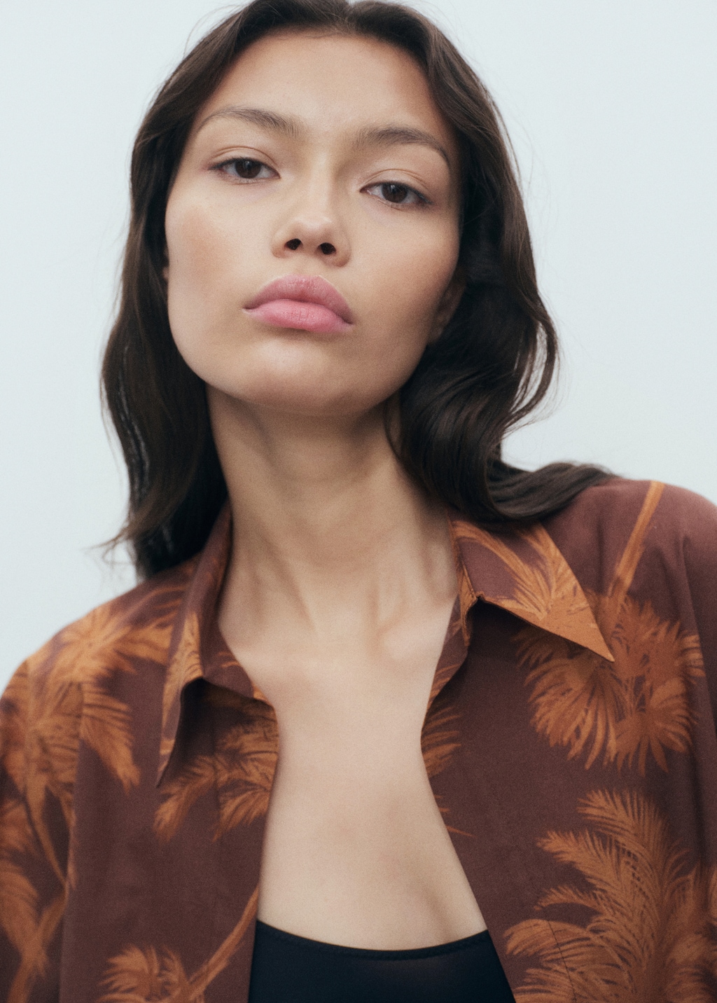 Palm print cotton shirt