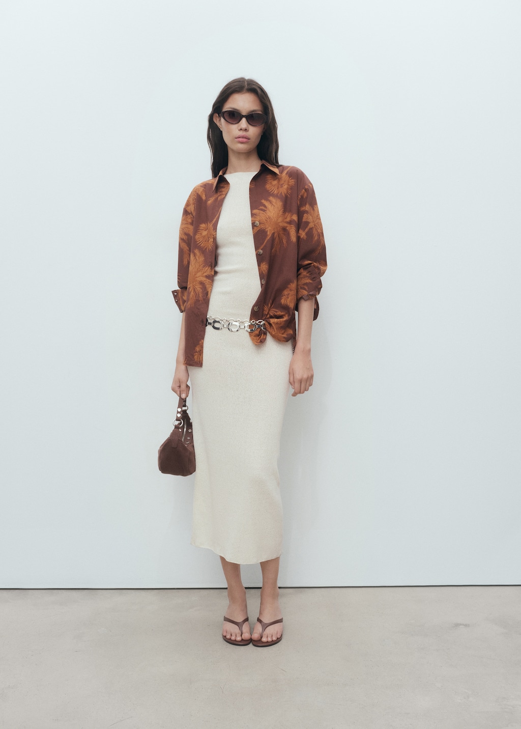 Palm print cotton shirt